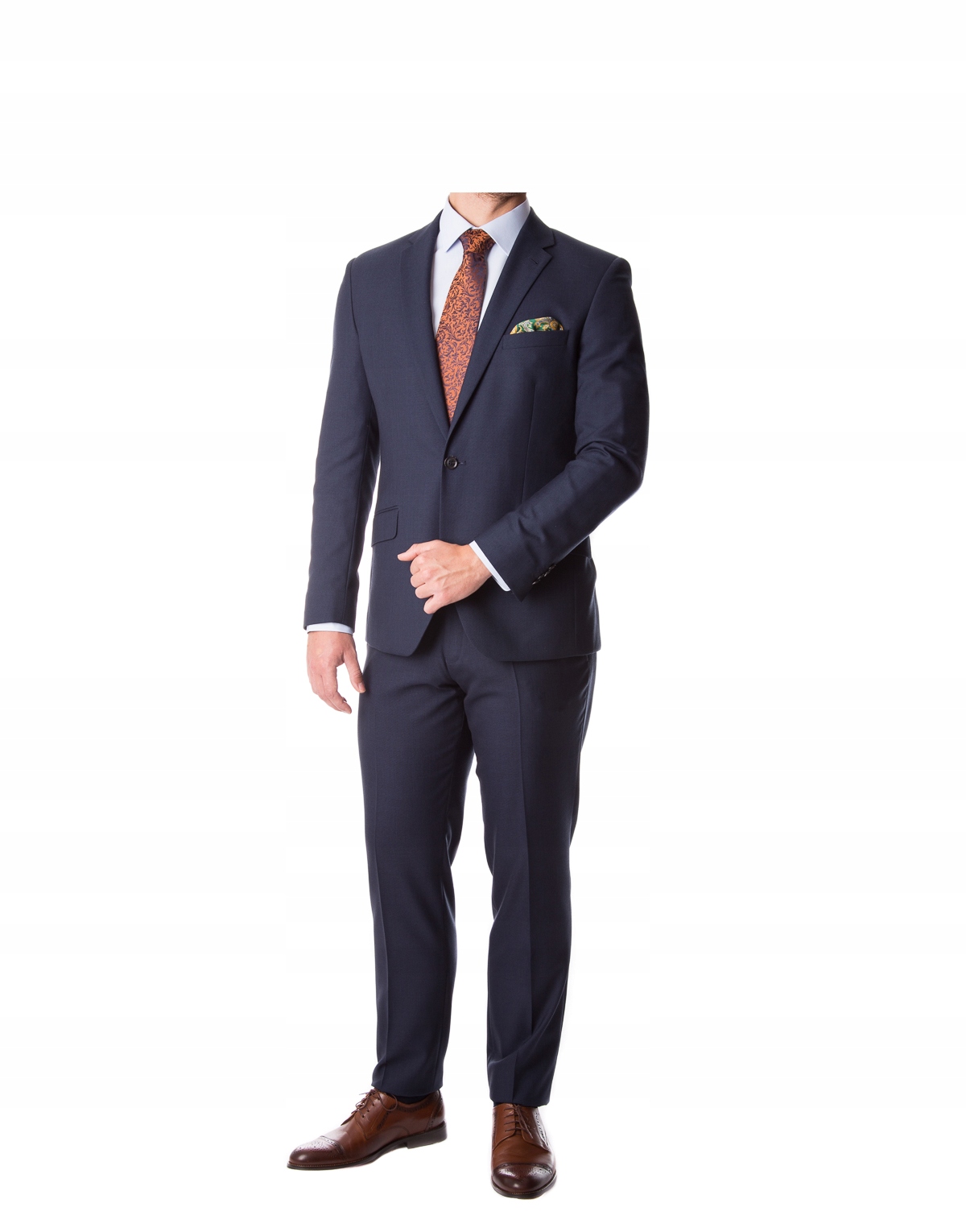 Pánský jednořadý oblek tmavě modrý, hladký Slim 176/116/102