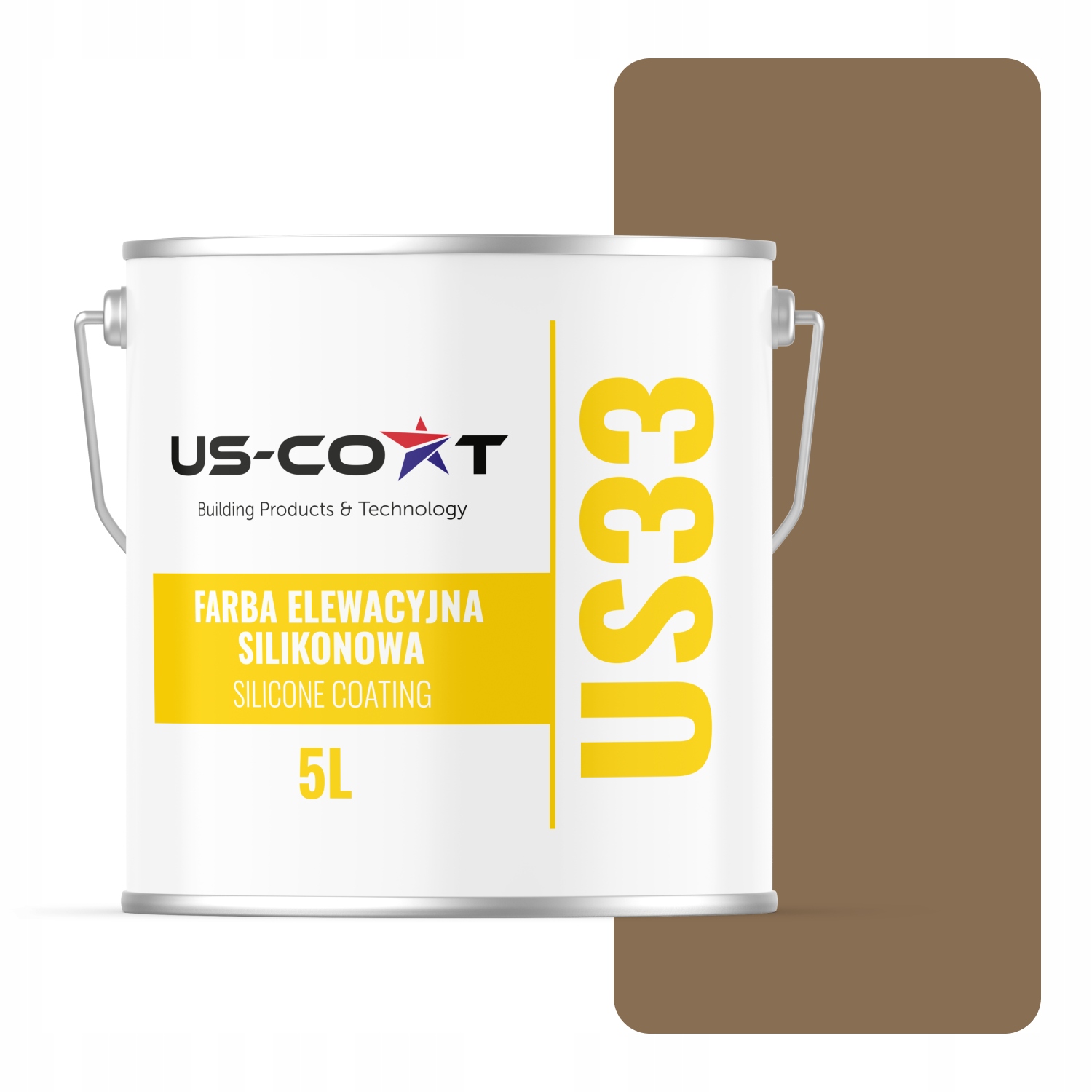 Silikónová Fasádová Farba Kakaová F545 Uv 5L Poľský Výrobca