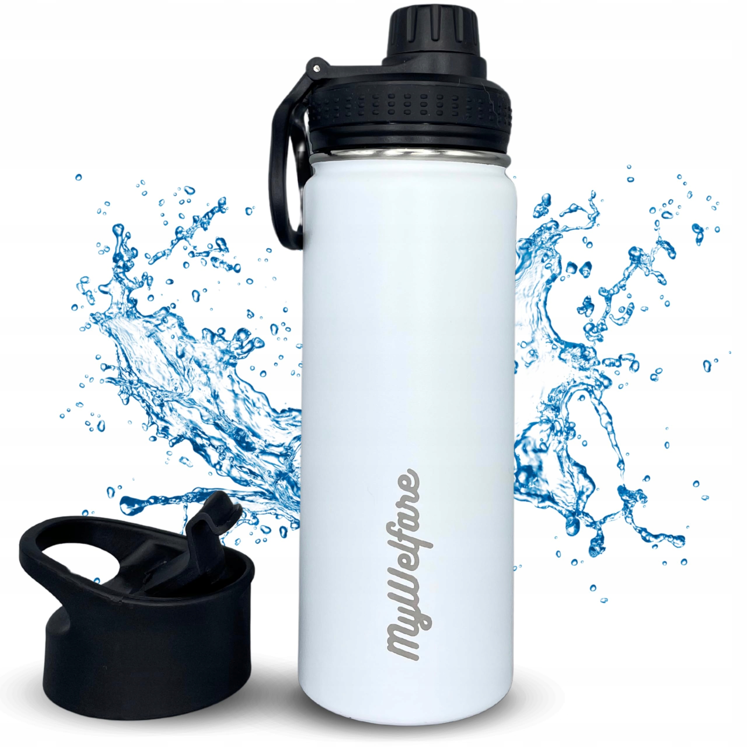 BUTELKA TERMICZNA IZOLUJĄCA TURYSTYCZNA TERMOS BIDON 550 ML BIAŁA