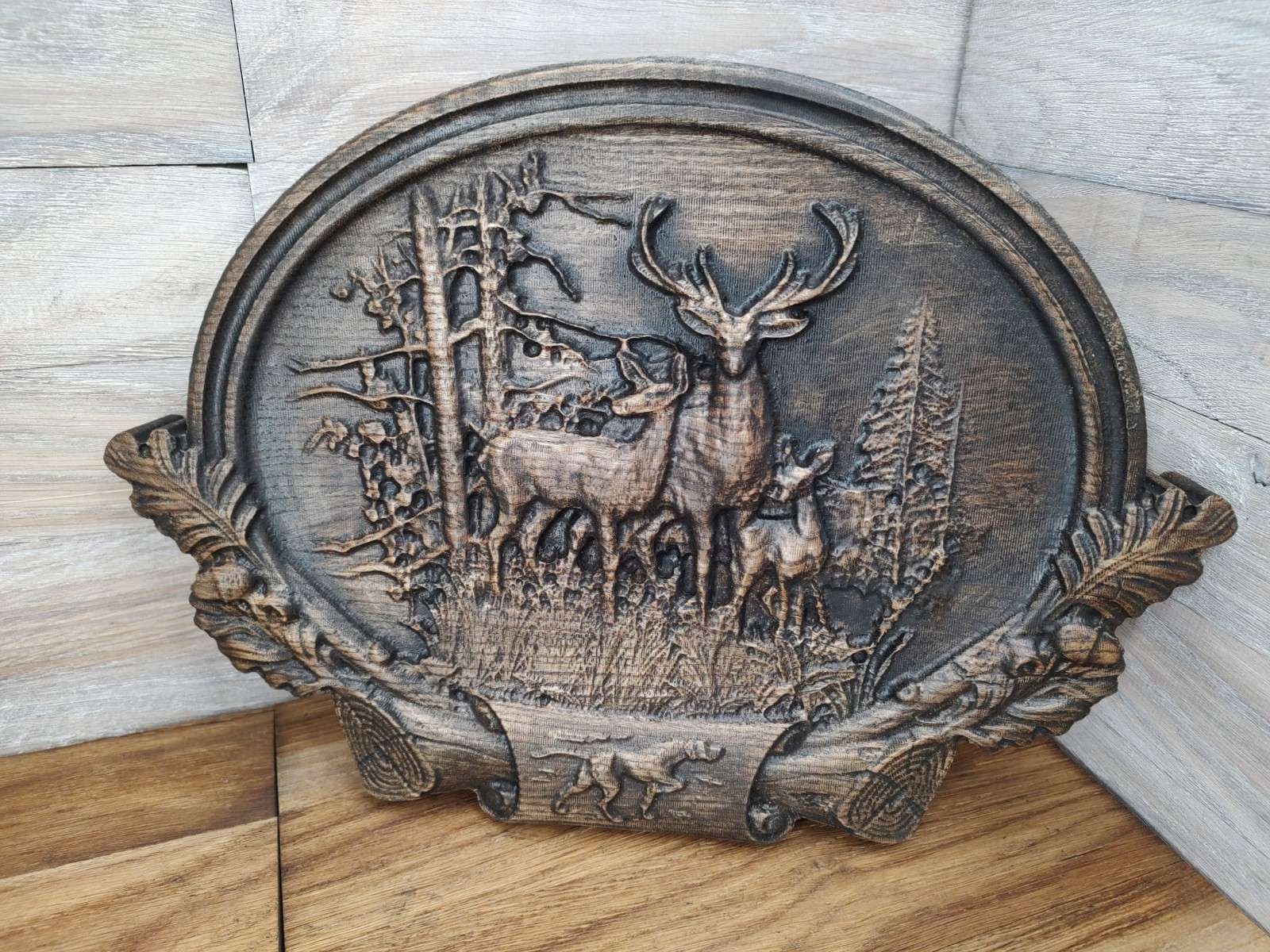 Obraz ploška ve dřevě Jelen srnčí laně pro lesníka 40cm