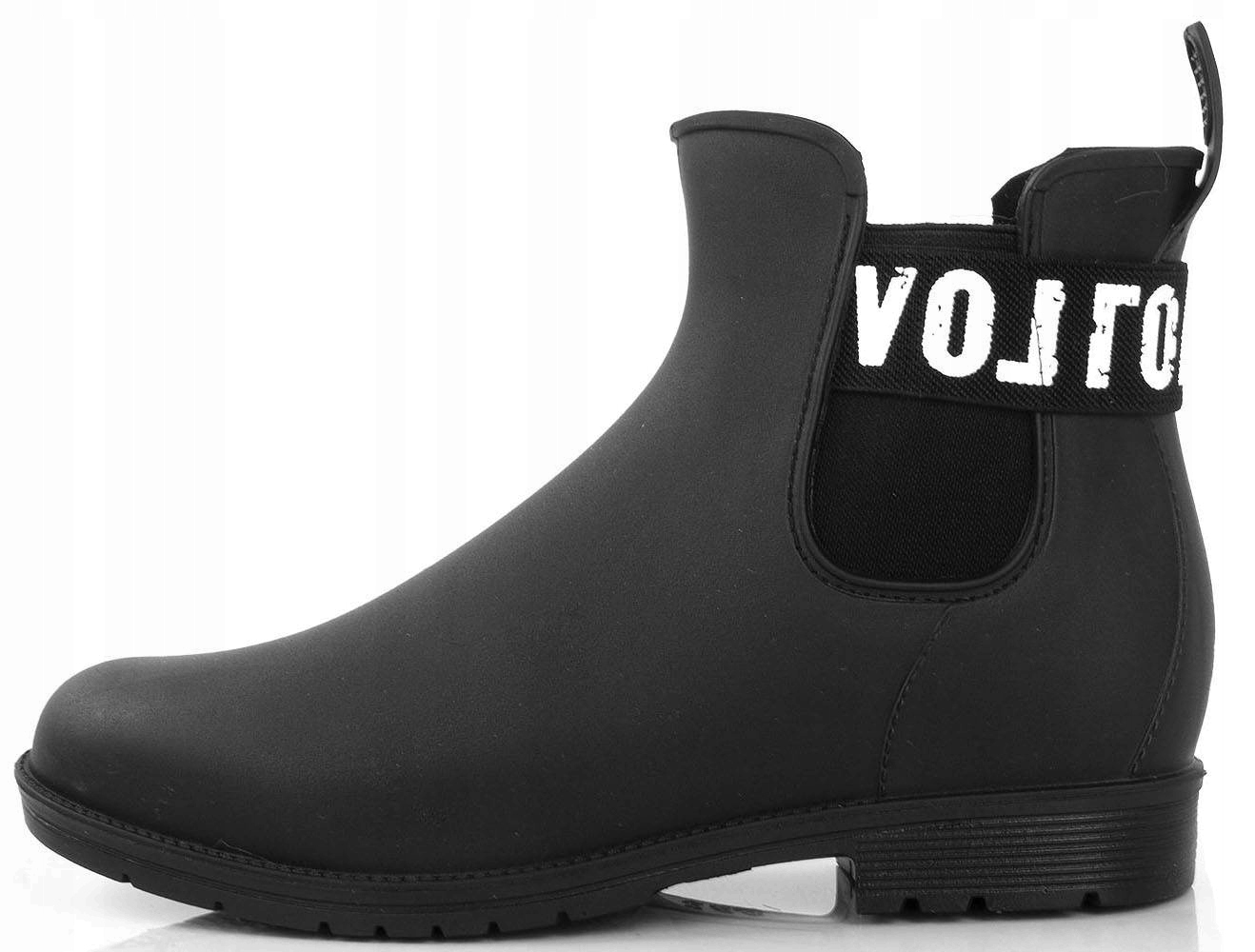 KRÓTKIE MATOWE KALOSZE Z GUMĄ BOTKI Z NAPISAMI 37