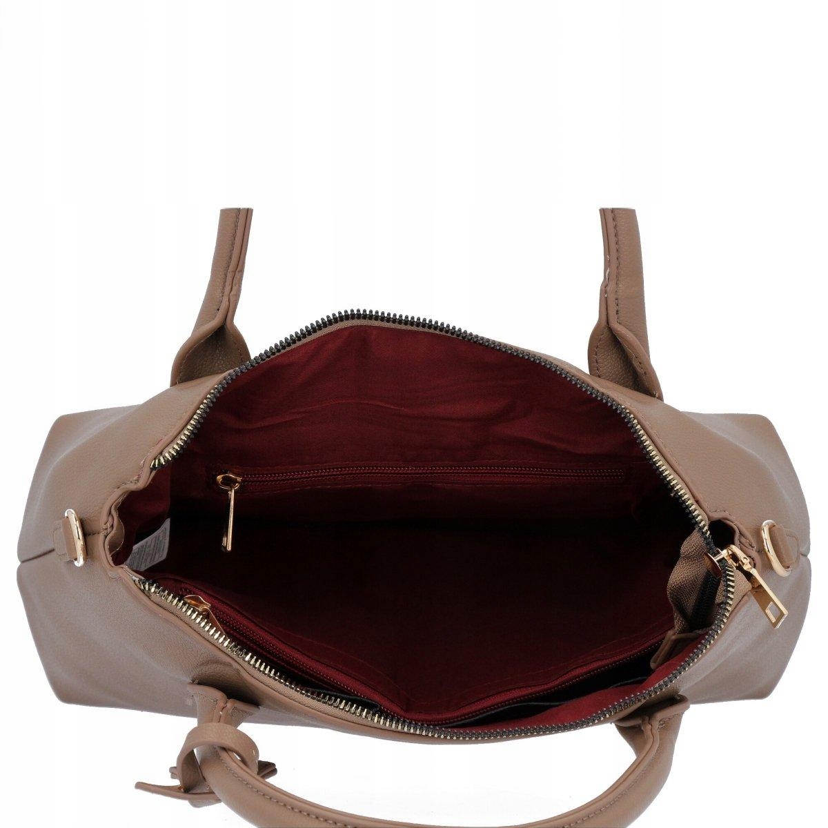 Torebka Damska Kuferek Skóra Ekologiczna Ciemny Beż Herisson 1702A713 Kolor beżowy