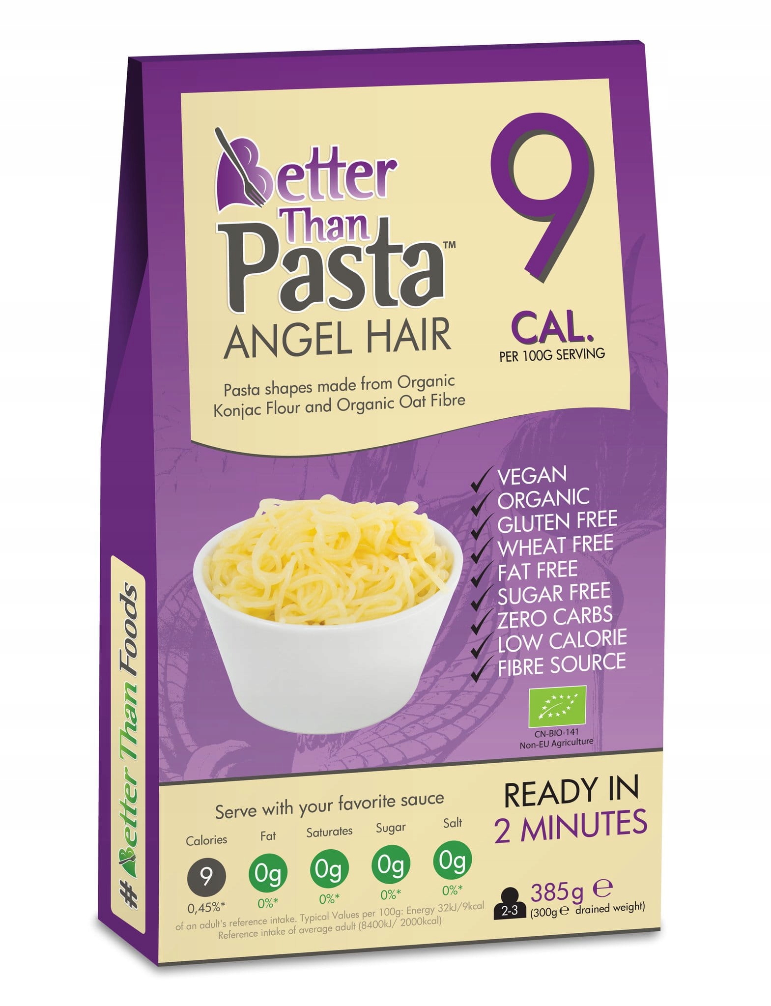 5X Better Than Foods Těstoviny konjac angel hair bezlepkové Bio 385 g