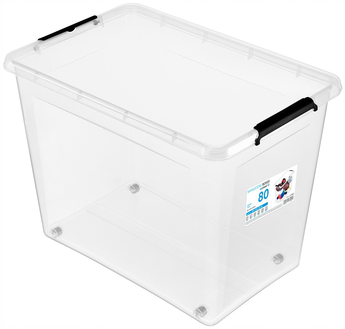 POJEMNIK PLASTIKOWY Z POKRYWKĄ KÓŁKAMI DO DOMU MOXOM SIMPLESTORE 80 L DUŻY Kod producenta PBSPO1742