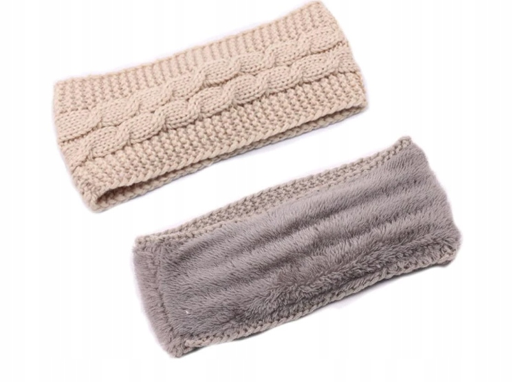 OPASKI DZIANINOWE OCIEPLANE DAMSKIE BEŻ I SZARY Marka inna