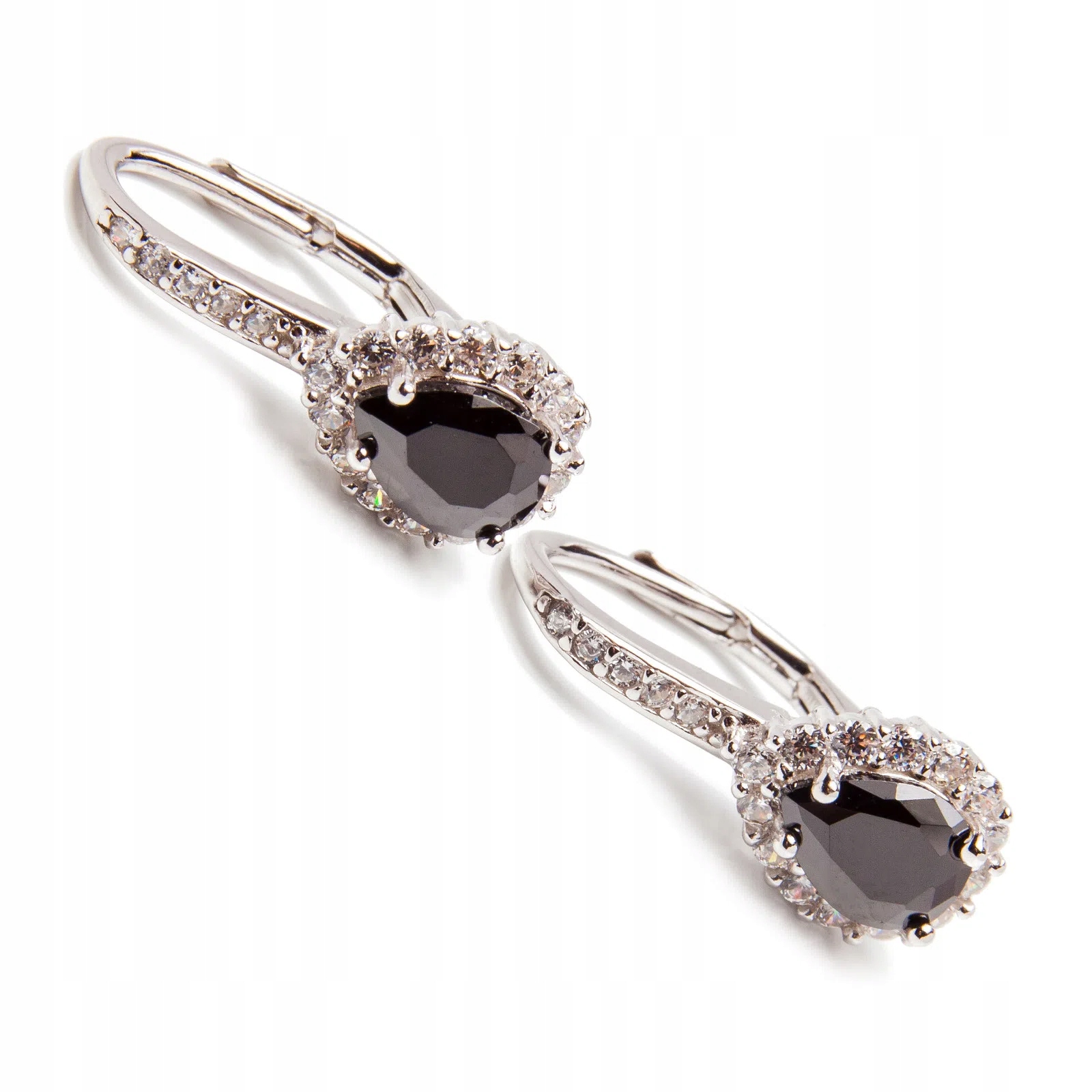 Stříbrné náušnice 925, černý zirkon