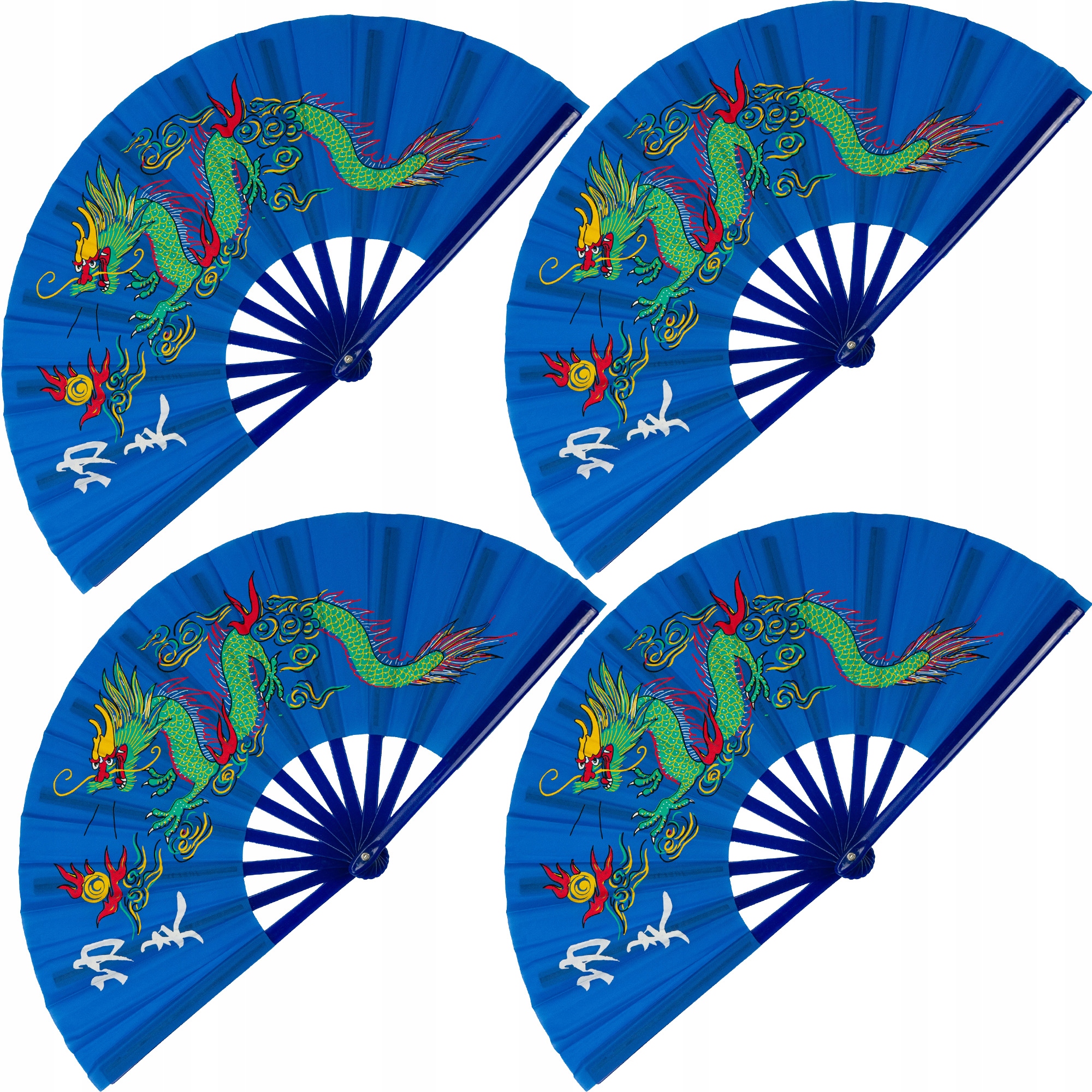 4 Vějíř modrý skládací ruční 33x64 cm stabilní pro tanec sport