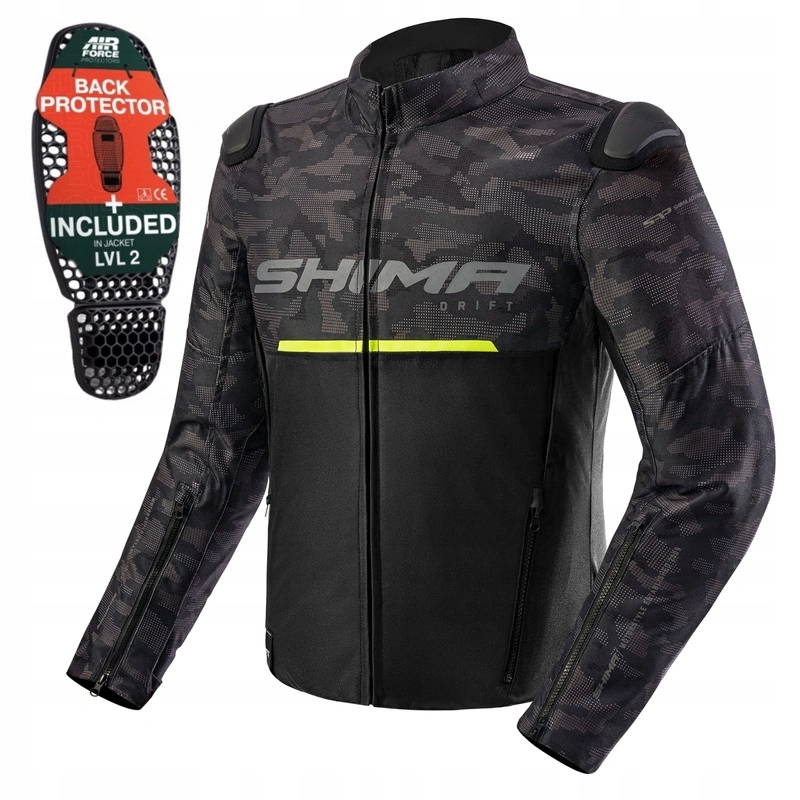 Motocyklová bunda Shima Drift Men Camo čierna šedá žltá fluo Darčeky
