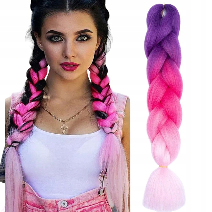 WŁOSY SYNTETYCZNE NA WARKOCZYKI RÓŻOWE KOLOROWE