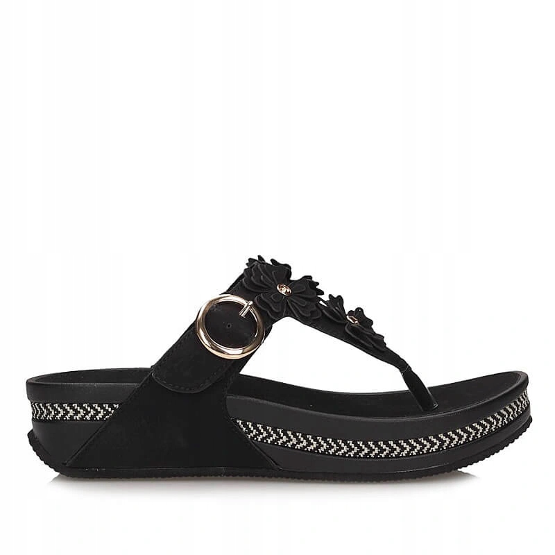 Nazouváky pantofle Rieker V1466-00 černé, zasouvací žabky na platformě