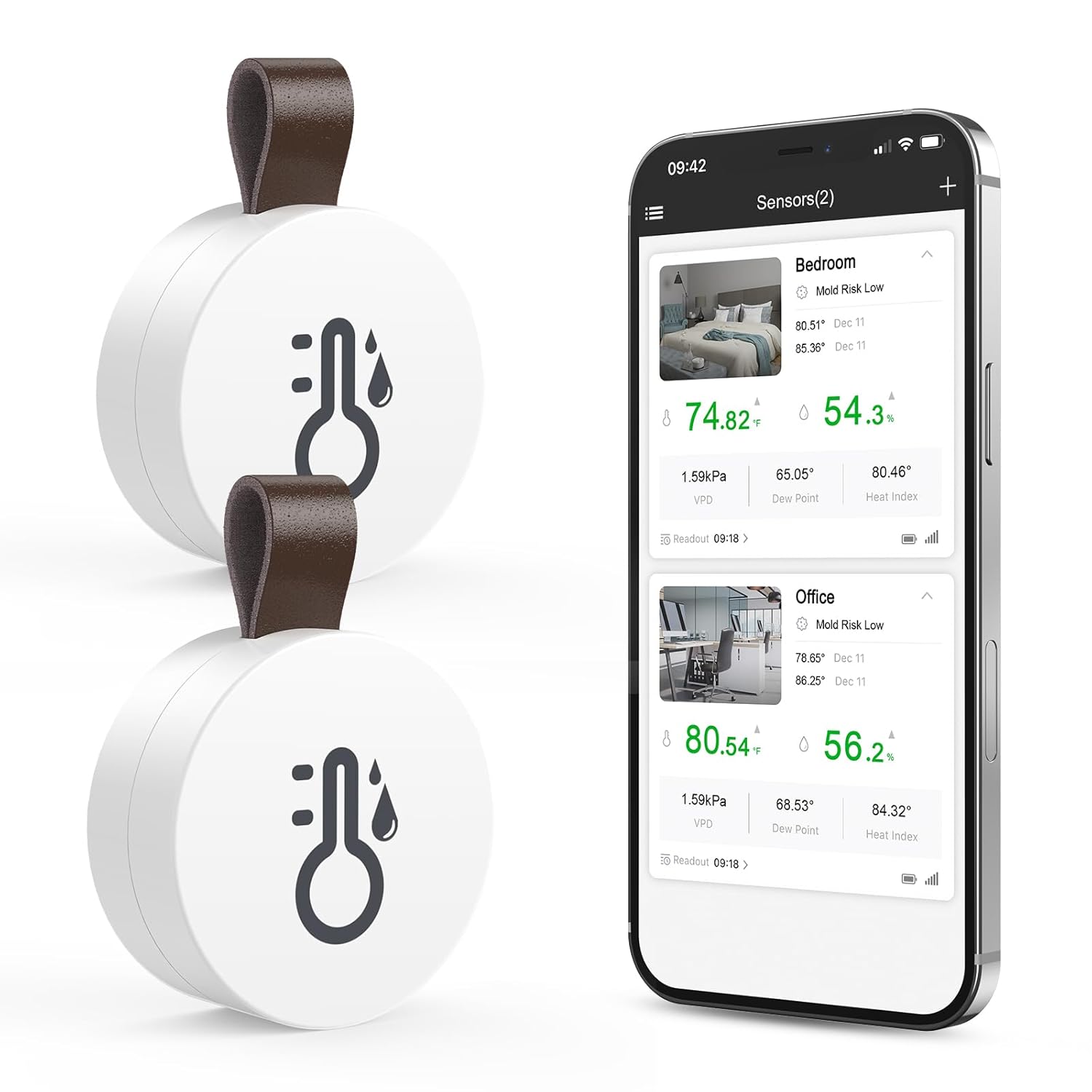 Ankilo Bezdrátový mini teploměr Vlhkoměr Sada 2 kusů