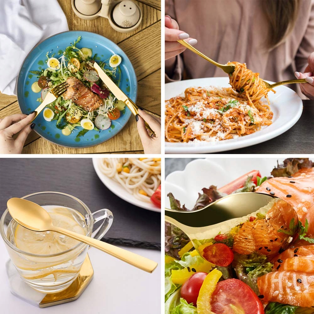 SZTUĆCE ZŁOTE KOMPLET 24 EL 6 OSÓB ZESTAW +PUDEŁKO Marka bez marki