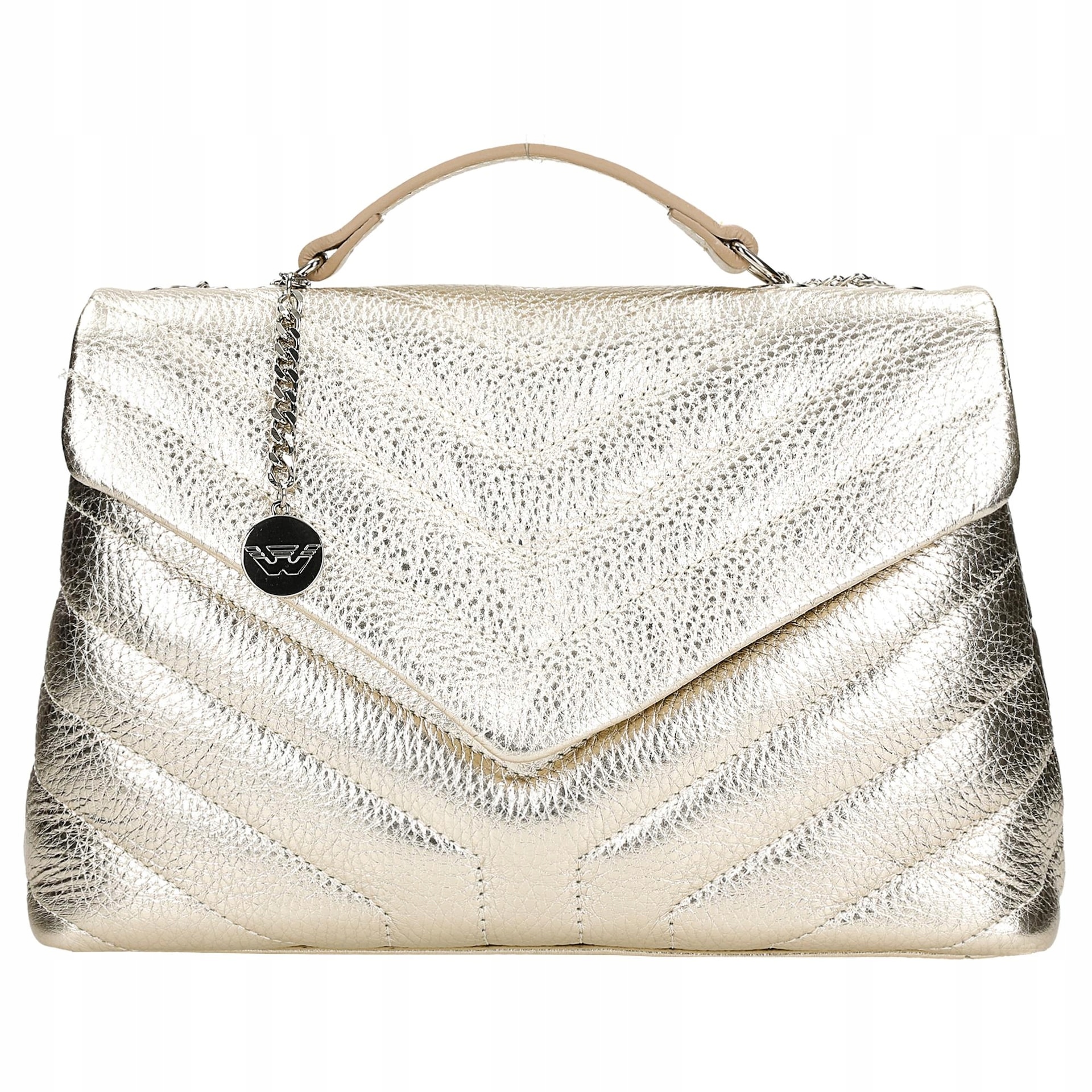 Torebka Damska Skórzana pikowana Skóra Naturalna złota Wojas