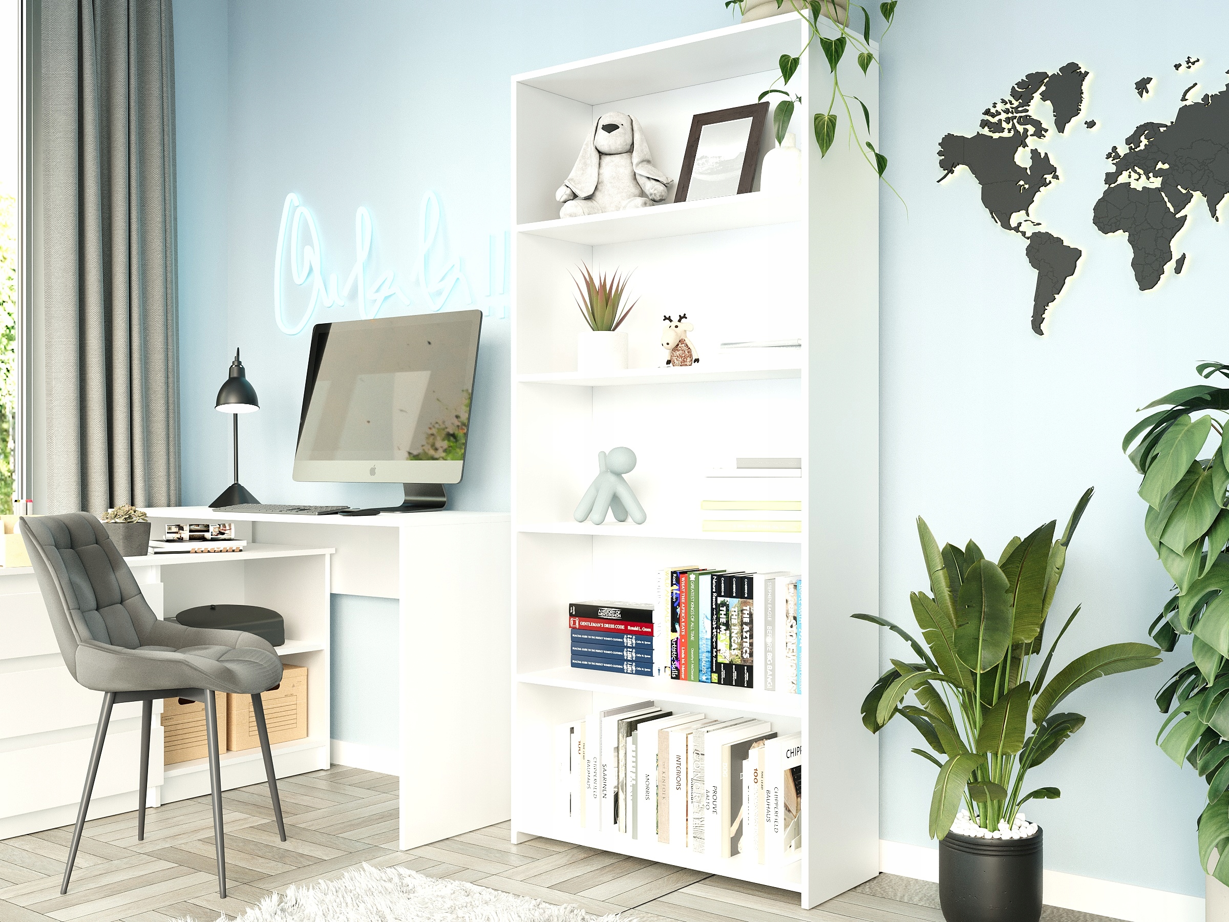 REGAŁ 80CM PÓŁKA SZAFKA KSIĄŻKI SEGREGATORY BIAŁY B-80