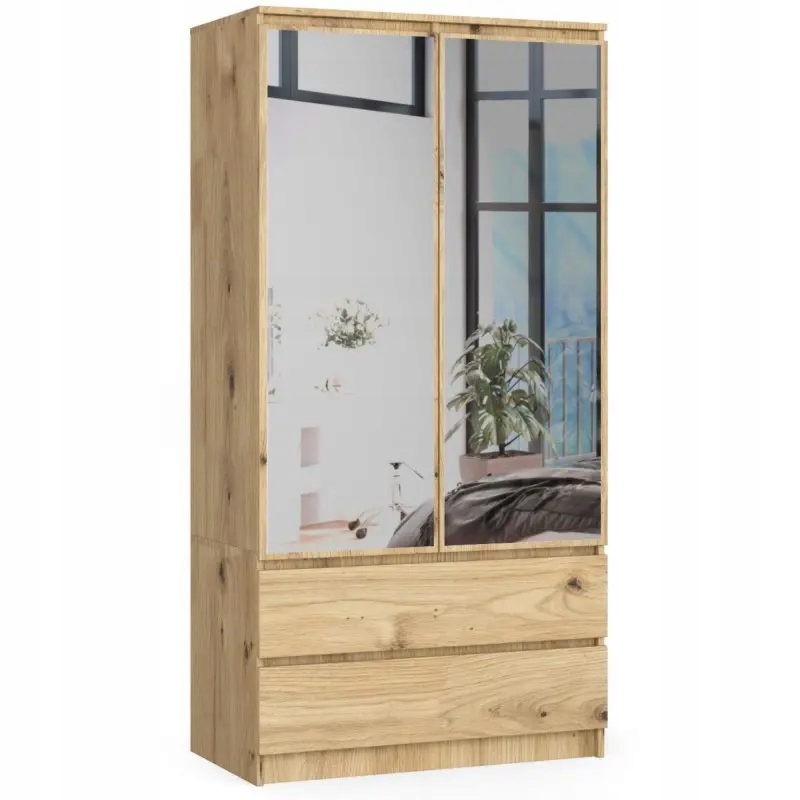

Szafa S 90 cm 2D 2SZ z lustrem dąb artisan