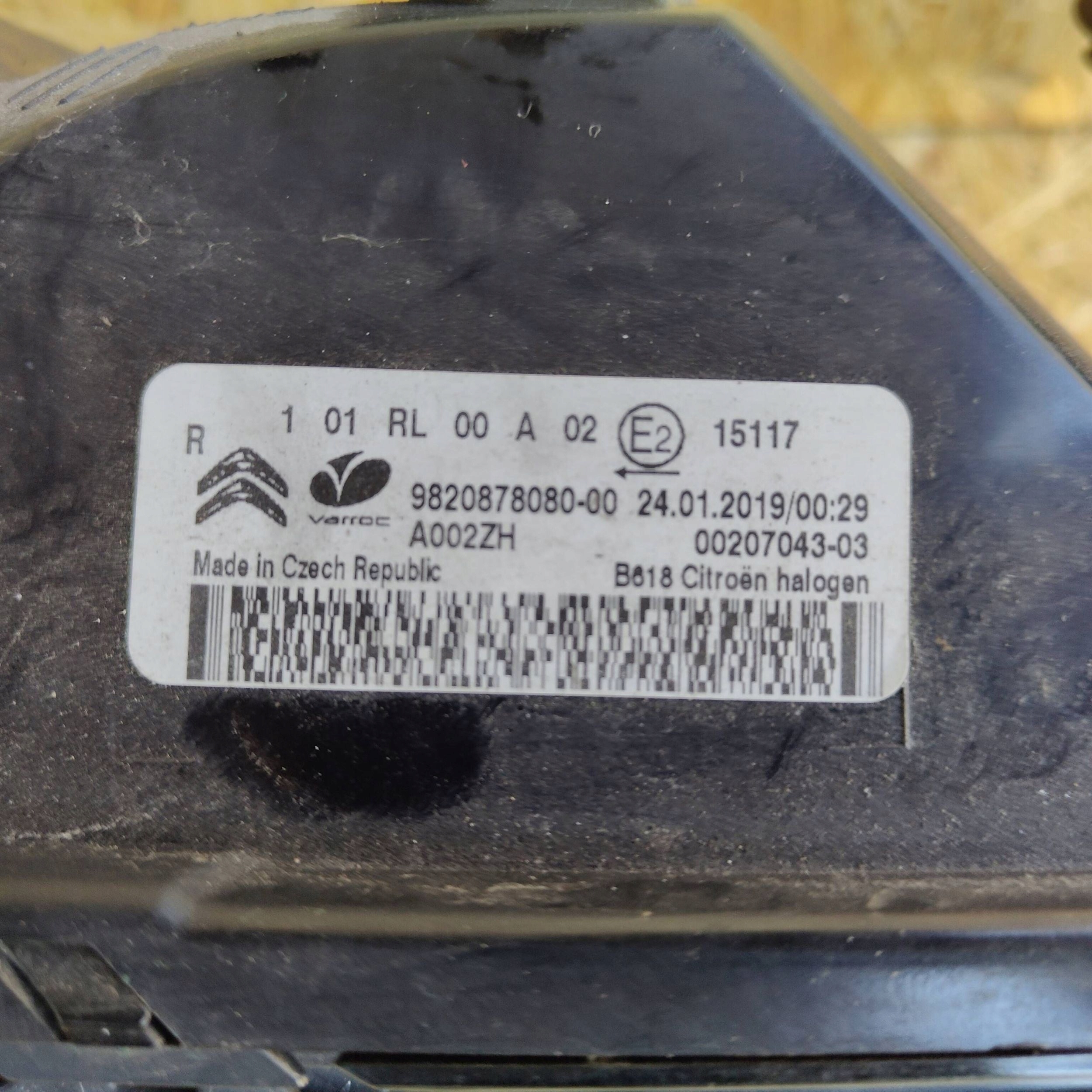 daytime running lights front side right Citroen C3 9820878080
