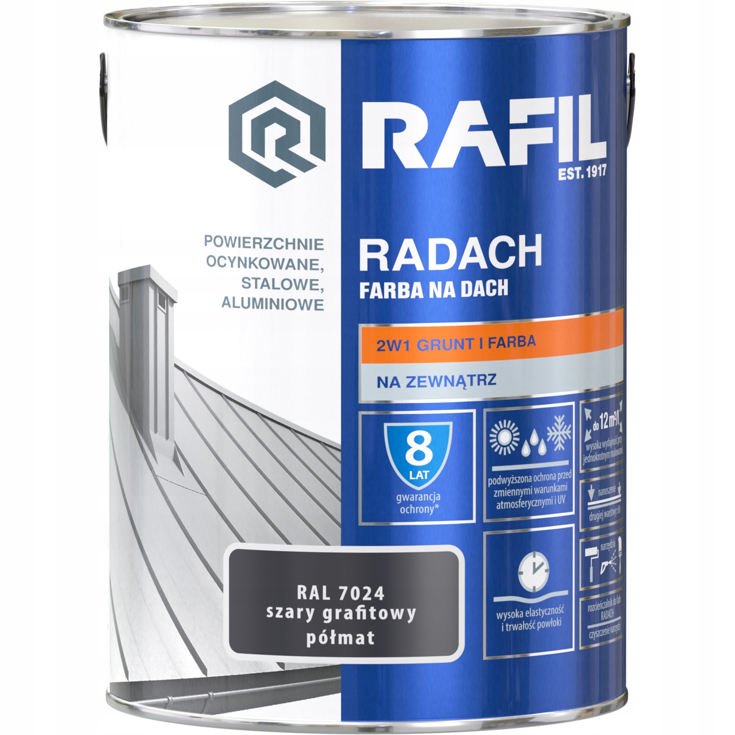 Rafil Radach Farba Na Dach 5L szary grafit 7024