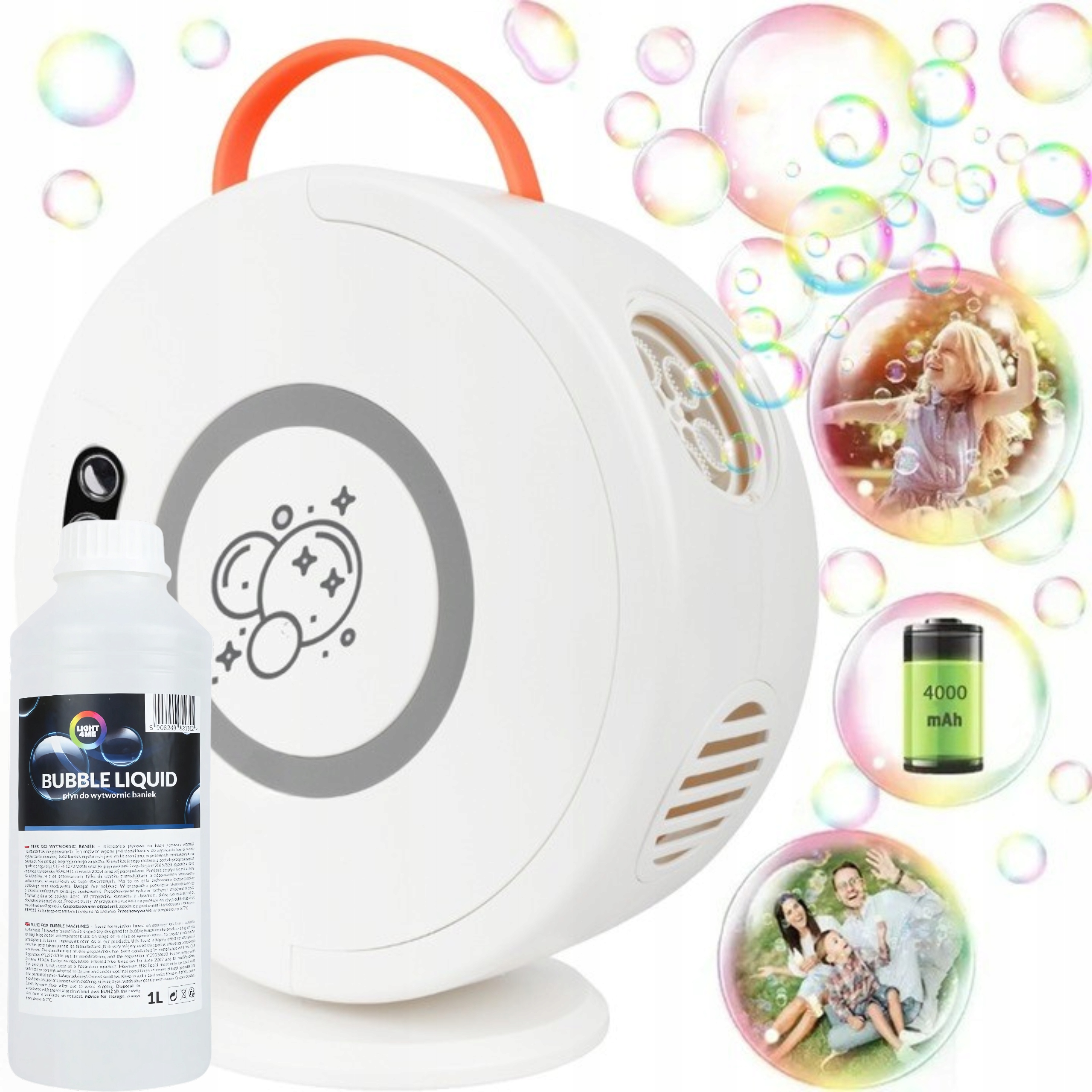 Vyvíječ Bublin Bezdrátový Akumulátorový Otočný 90°/360° 4000 mAh Tekutina