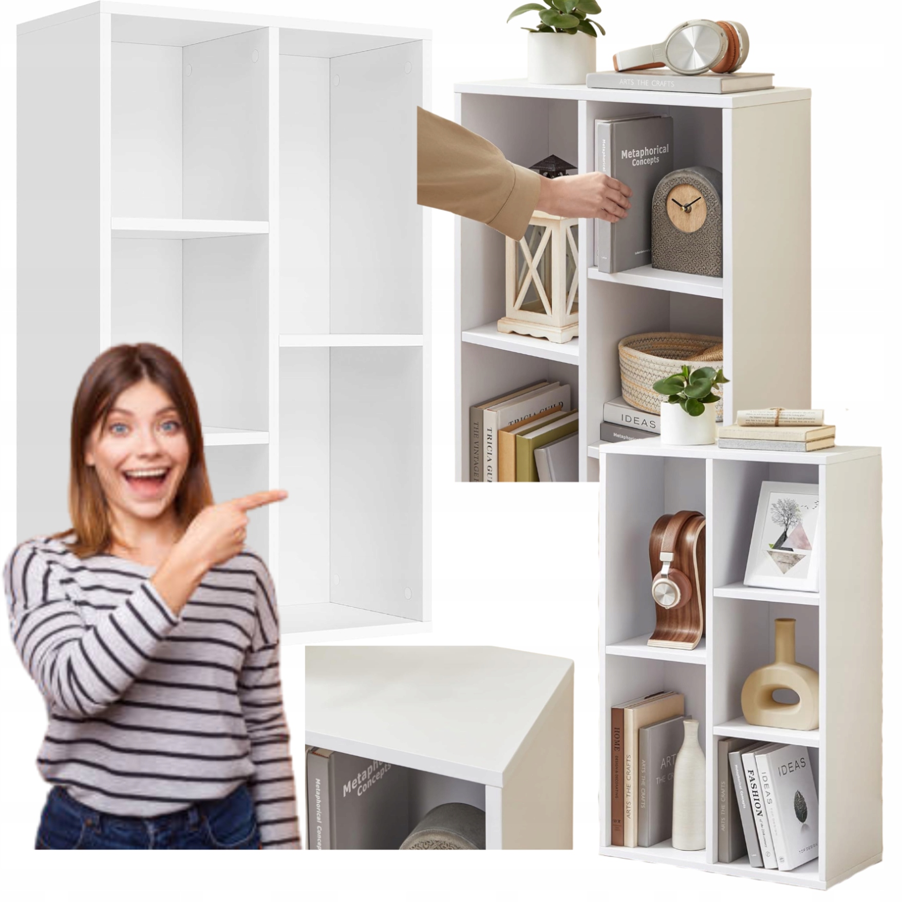 Regál Biely Otvorený Modulárna skrinka na knihy Tv Rtv Voľne stojaca Loftová