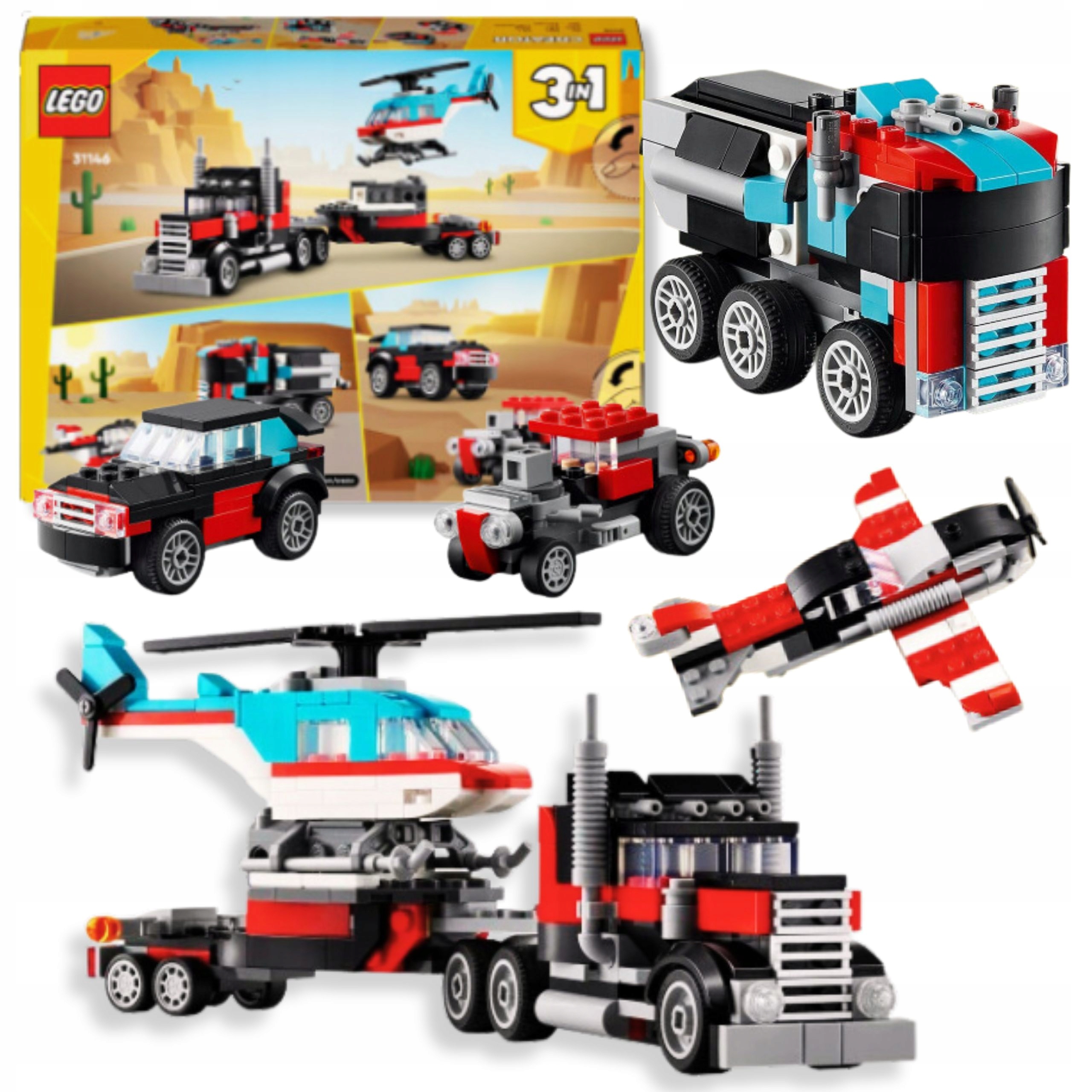 Lego Creator Ciężarówka z platformą i helikopterem 31146