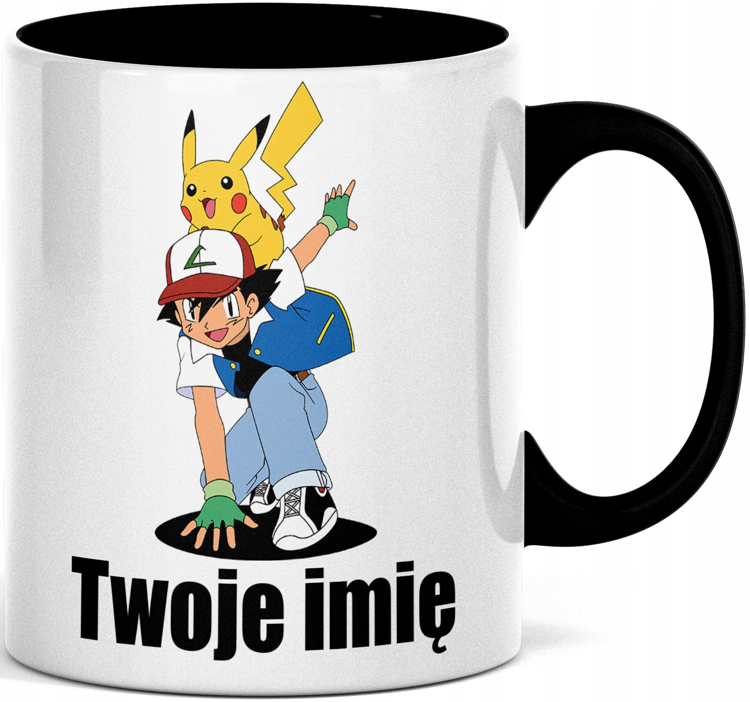 

Kubek z własnym nadrukiem zdjęciem napisem pokemon