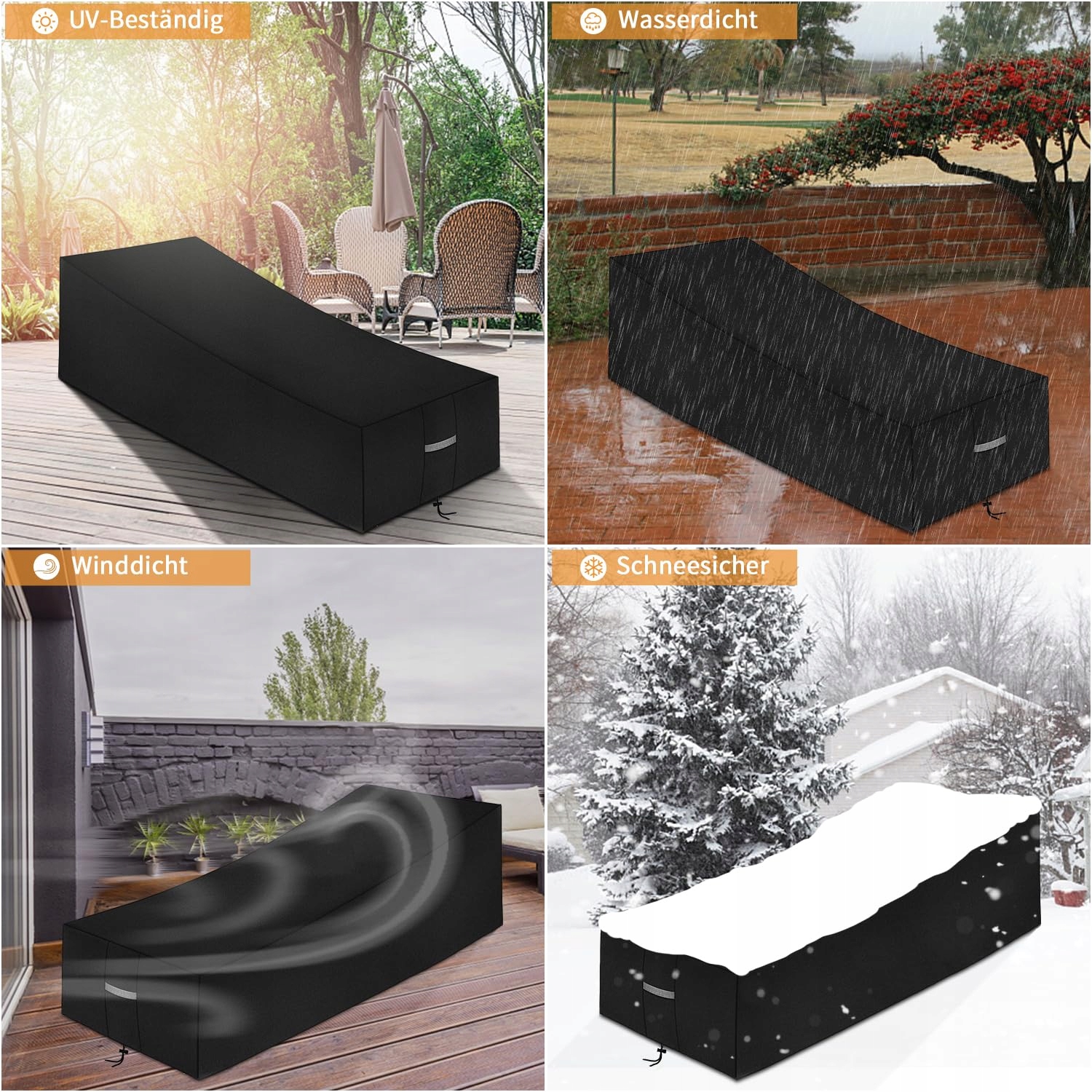 DOKON Pokrowiec Na Leżak Wodoodporny Odporny Na Wiatr UV 200x75x40/70cm — miniatura 3