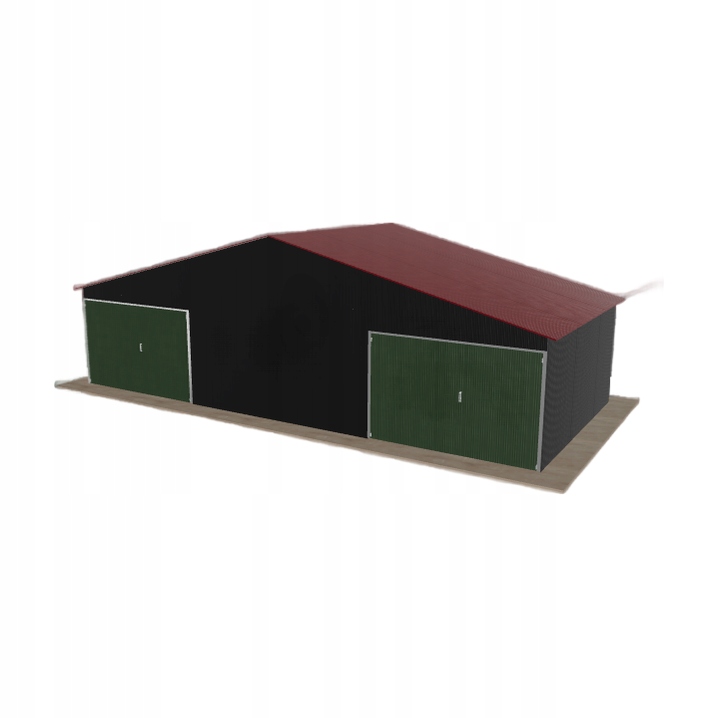 Plechová garáž 10x4.5 m dvoupolohová, dvoupolohová, černá