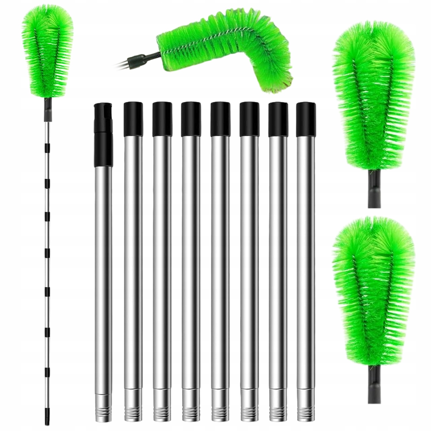 Levně Teleskopický Kartáč Na Čištění Okapů 310 CM, Zelený Nerezová Ocel