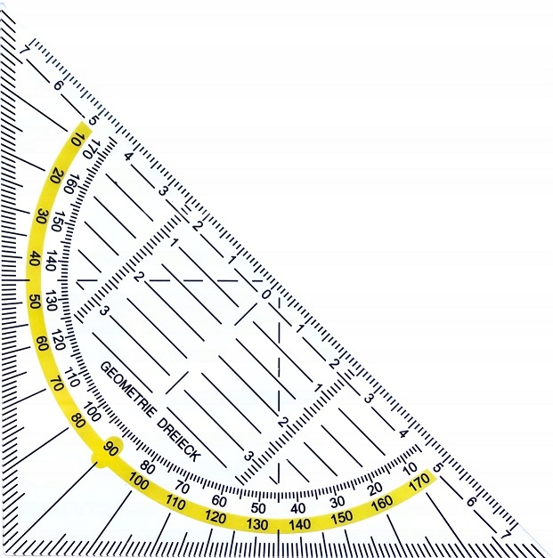 

Ekierka z kątomierzem 14cm 2w1