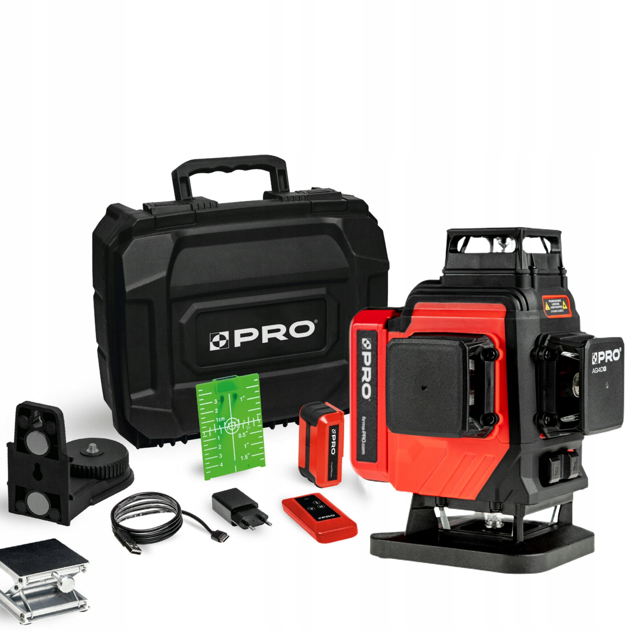 Vícelinkový laser Pro AQ4DG Zelený, sada Plus, Akumulátor Li-ion 4x360°