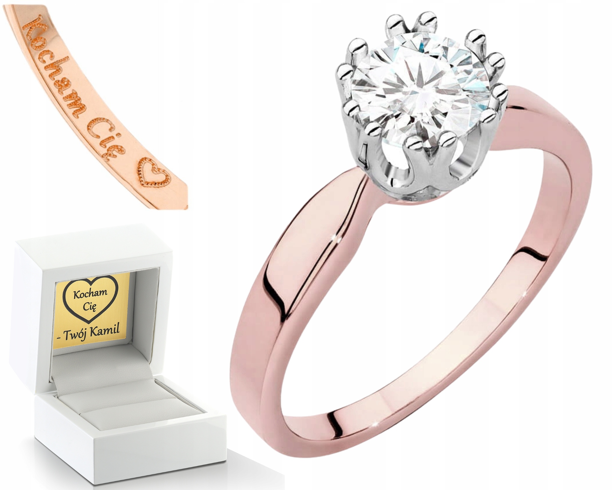 Růžové Zlato Prstýnek Diamant Lab Jako Dárek Drť 585 14K