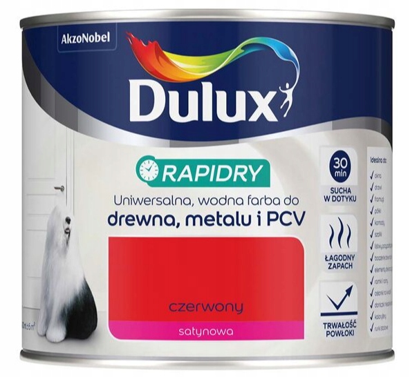 DULUX FARBA EMALIA RAPIDRY 0,4L CZERWONA SATYNOWA