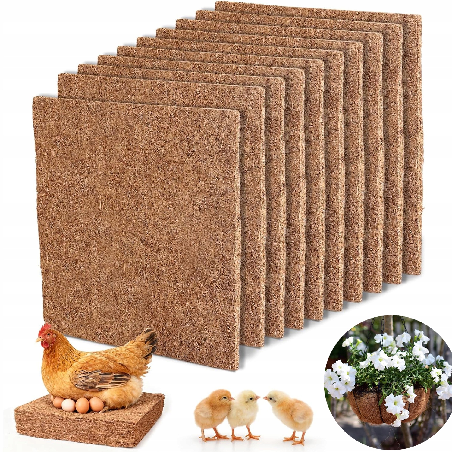 Levně 10 Ks Kokosová Podložka Substrát Jako Stelivo Do Klece Kotec Pro Králíka 30X30 CM