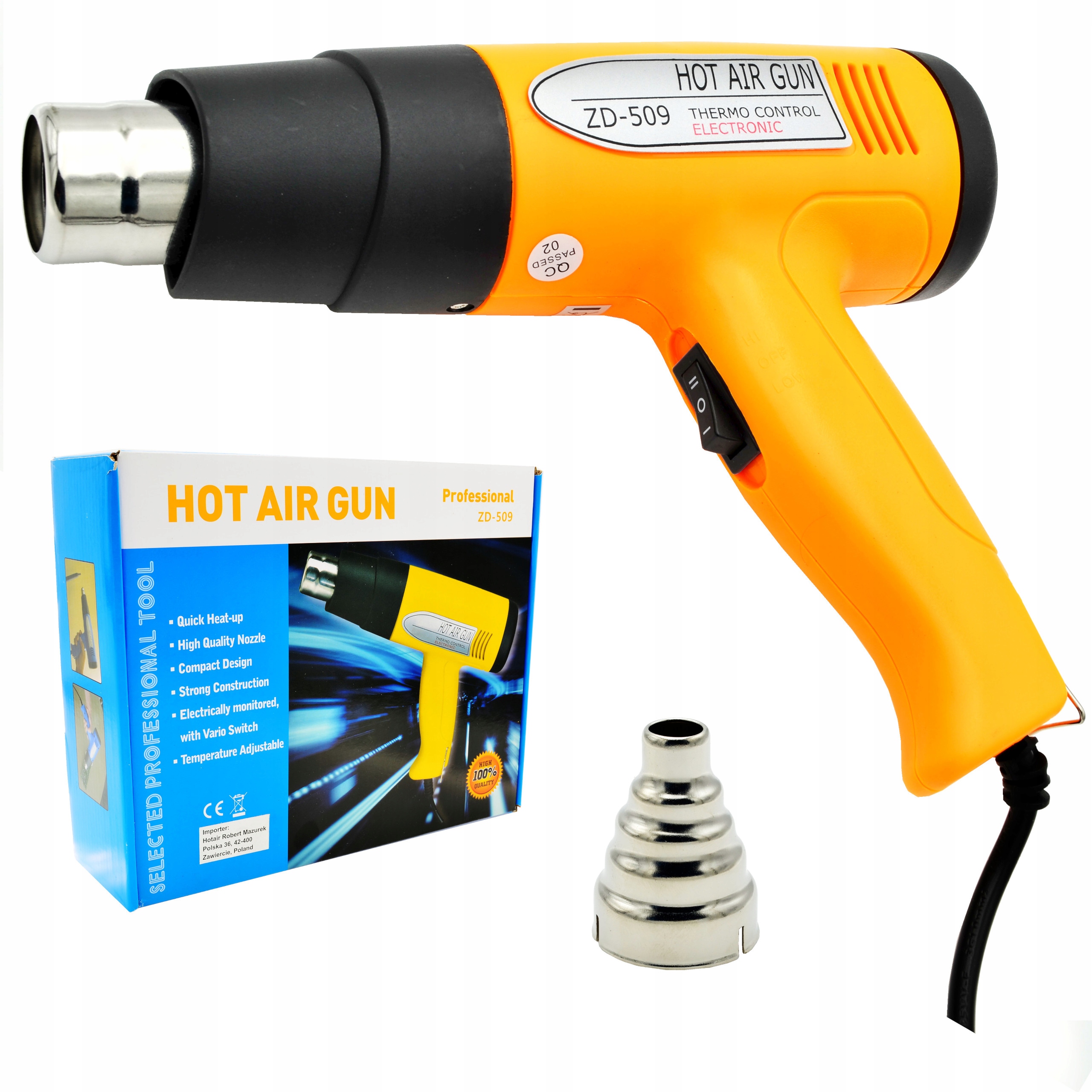 Opalarka elektryczna 50-500°C 1500W regulacja dwustopniowa