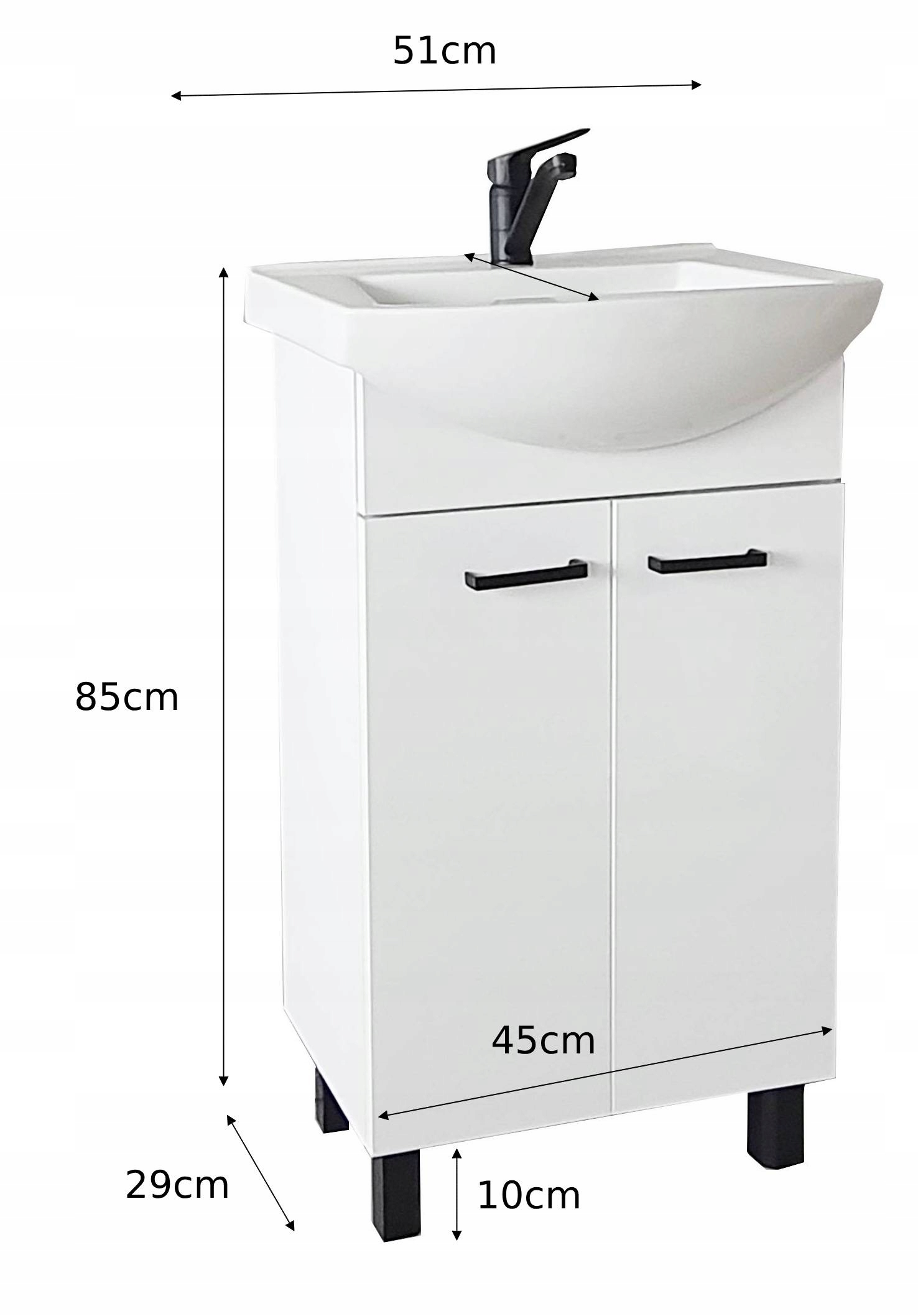 Szafka łazienkowa z umywalką 50 bateria syfon 4 elementy Kod producenta Szafka z umywalką 50 lakierowana połysk