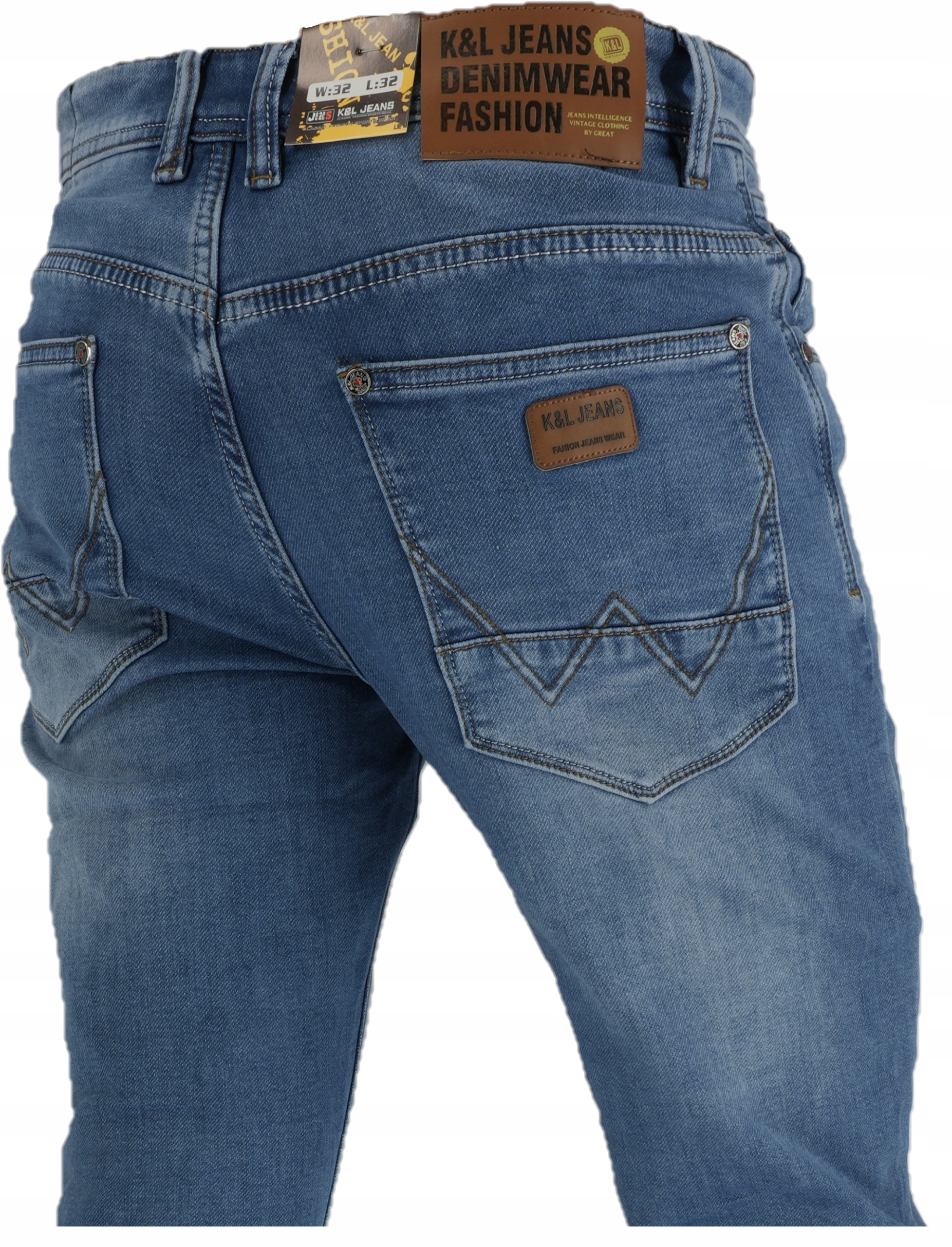 SPODNIE KLASYCZNE MĘSKIE PROSTA NOGAWKA JASNY JEANS L32 W42