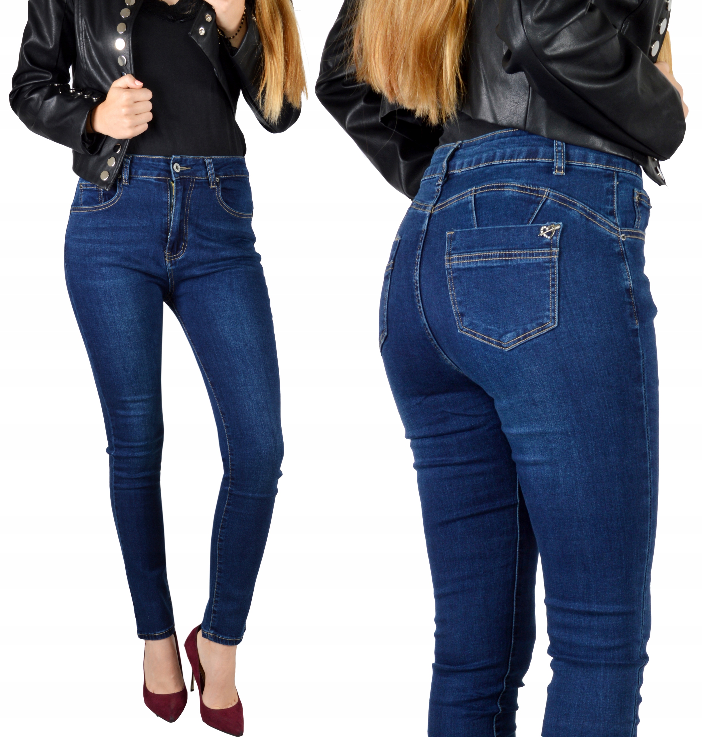 

Damskie Spodnie Jeansy Jeansowe Push-Up Jesień