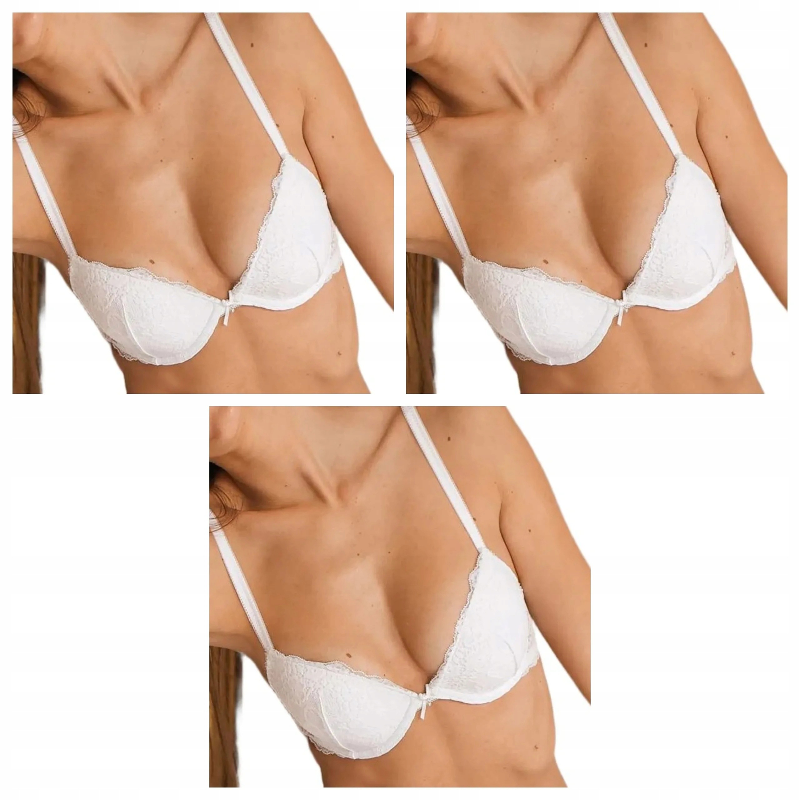 Sada 3 podprsenek Sielei Allure 2674 push-up krajková bílá 70B