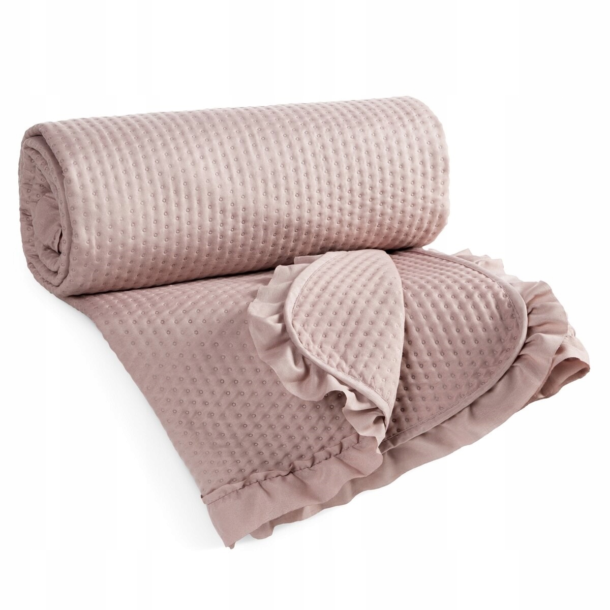 Dekorativní přehoz 220x240 s volánkem Růžová Pudrová