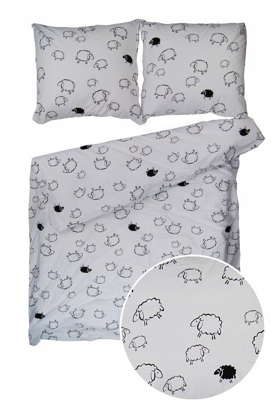Pościel 180x200 Baranki, 100% bawełna, wz. biały