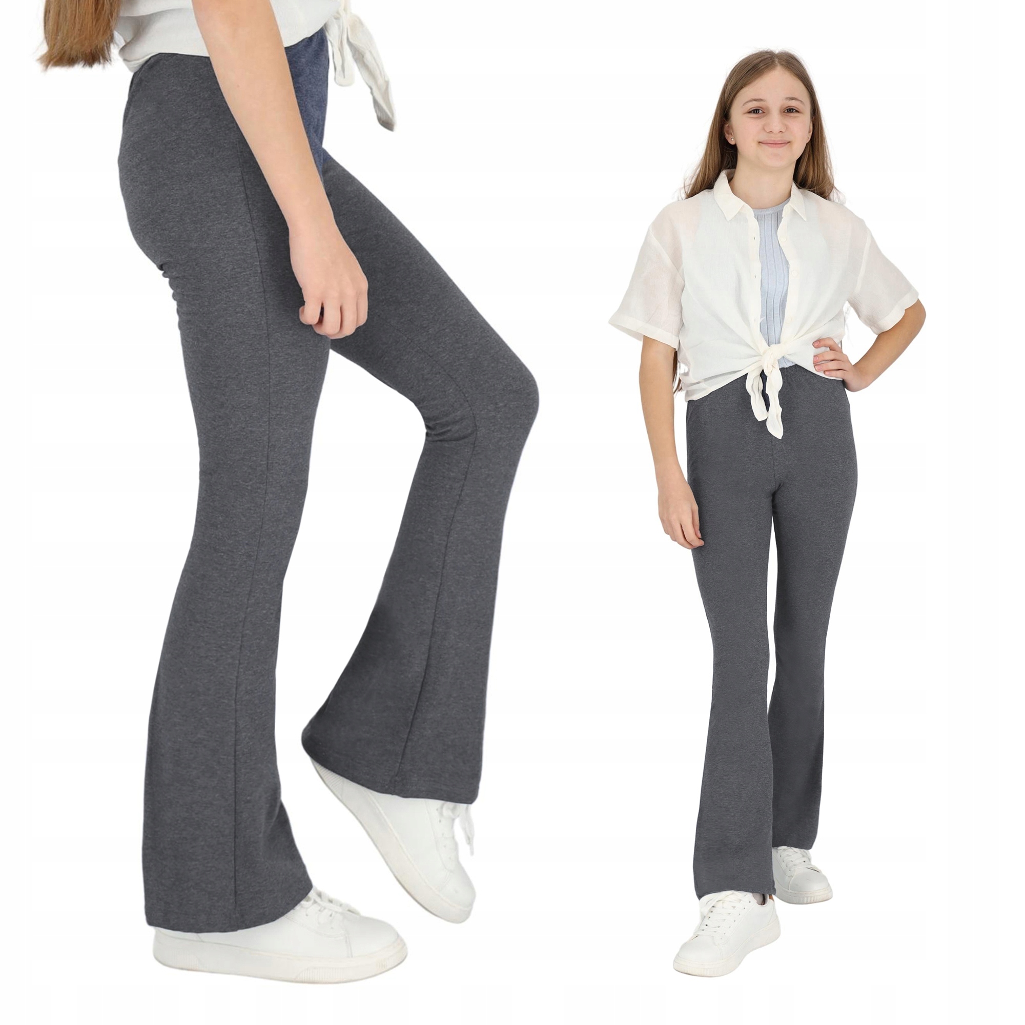 DZIECIĘCE DZWONY LEGGINSY BAWEŁNIANE GRAFIT 134