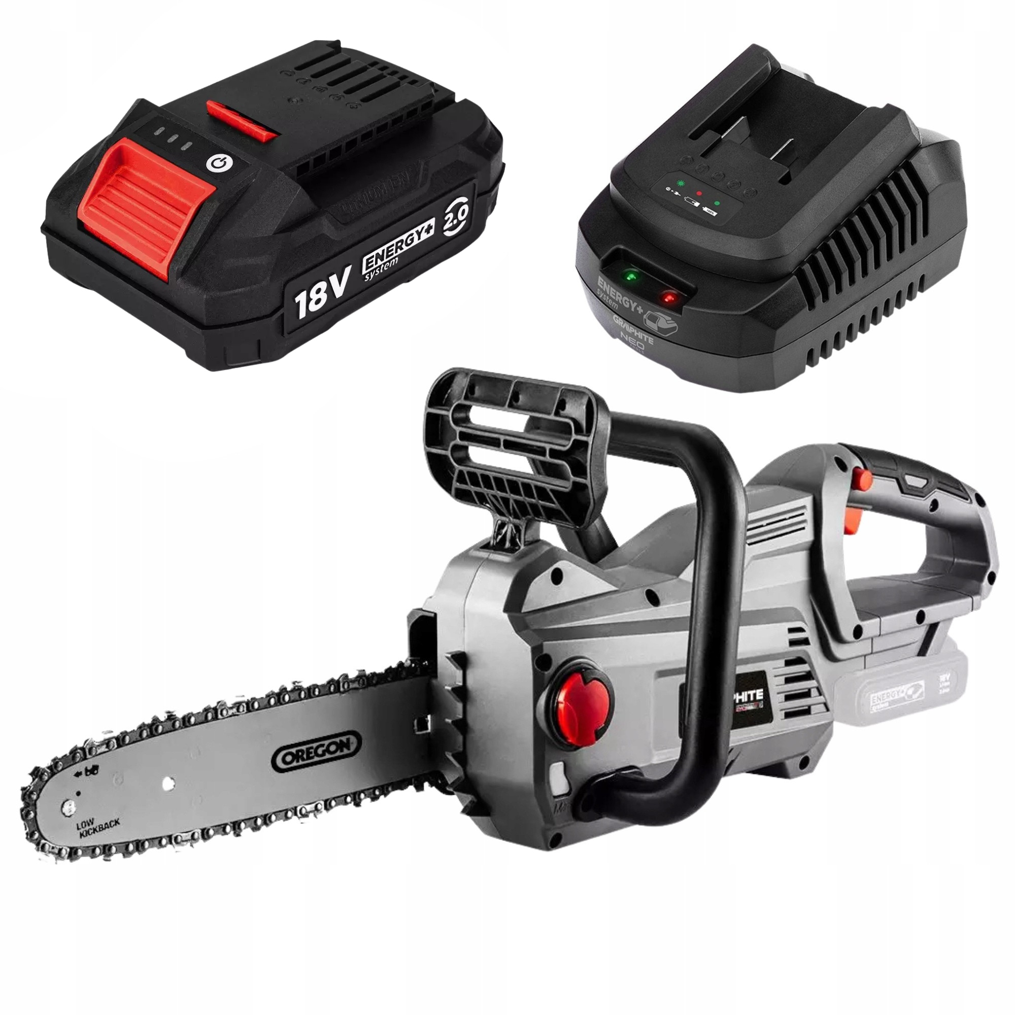 Pilarka Piła Łańcuchowa Lekka Akumulator 2 Ah Ładowarka Graphite