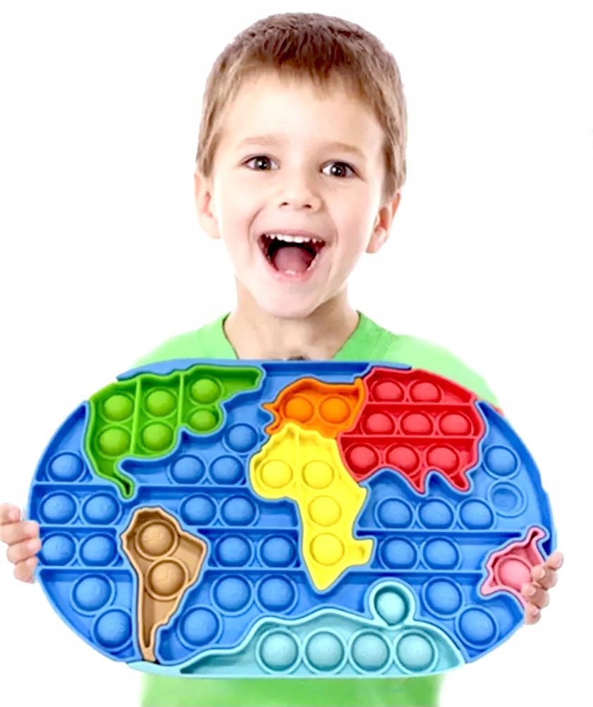 pop it! 3w1 zabawka gniotek mapa świata puzzle gry