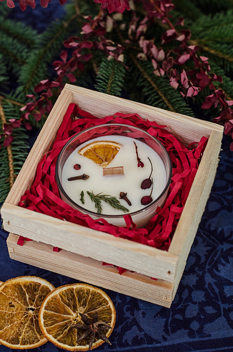 vánoční sada přírodní sójová svíčka