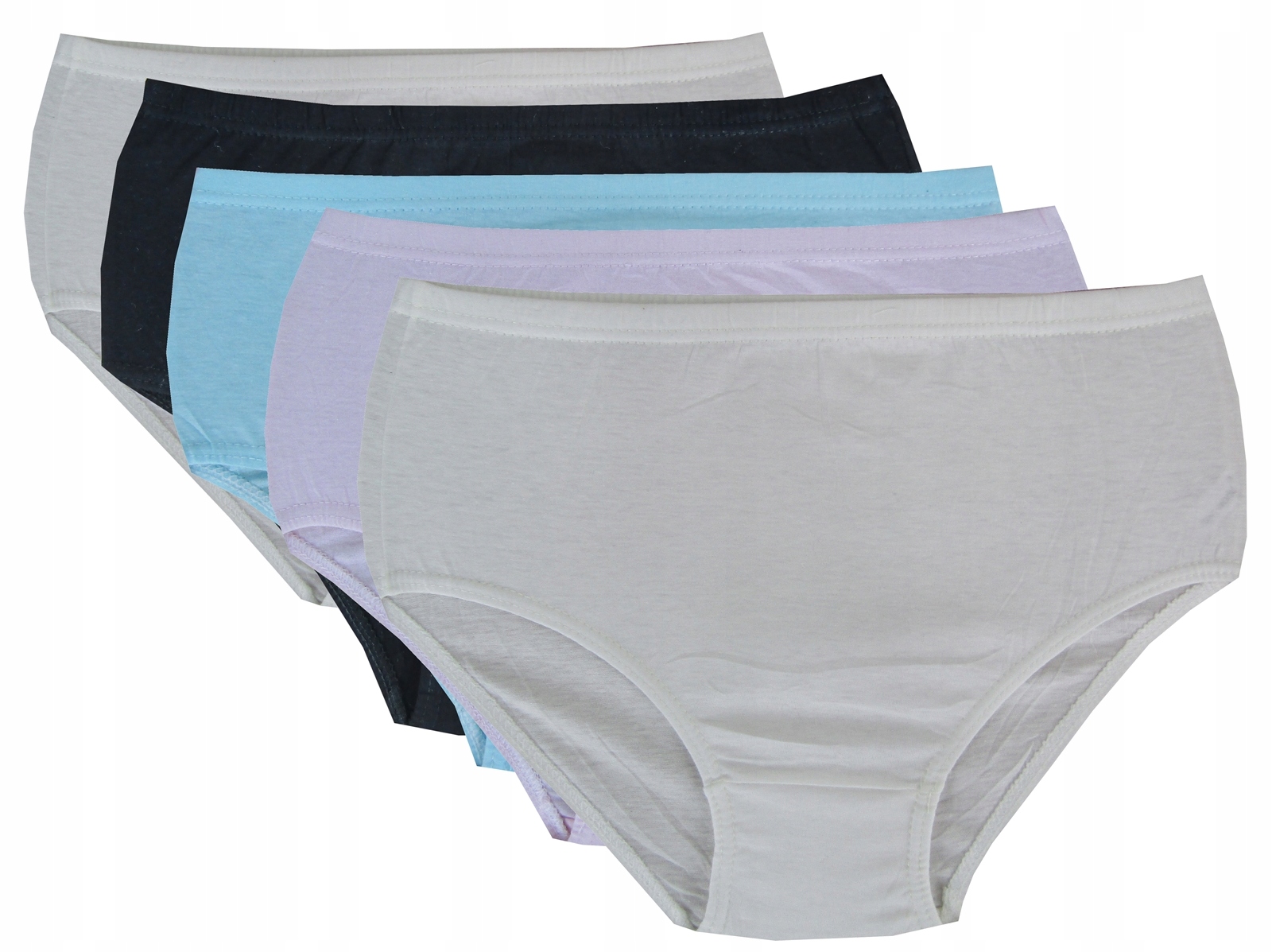 

5-PAK Figi Majtki Damskie Gładkie Cotton World L