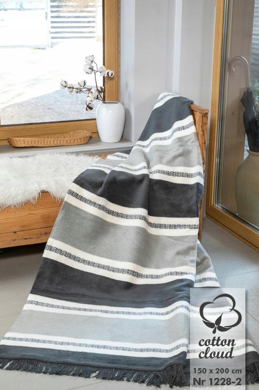 Akrylová bavlněná deka 150x200 1228/2 pruhy ekri s