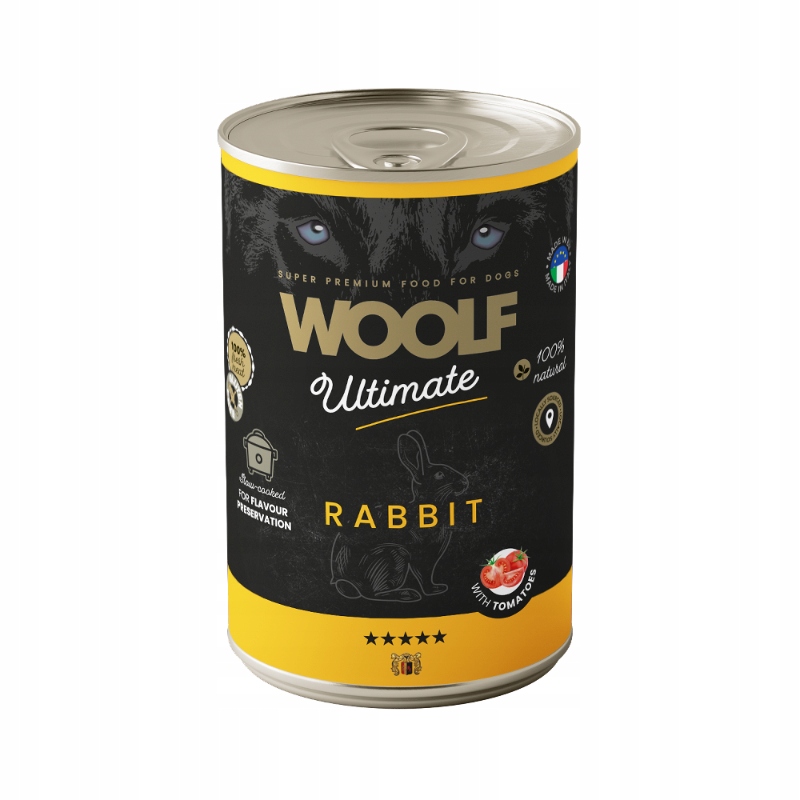 Levně Woolf Ultimate konzervované Vlhké krmivo s králíkem a Rajče 6x400g
