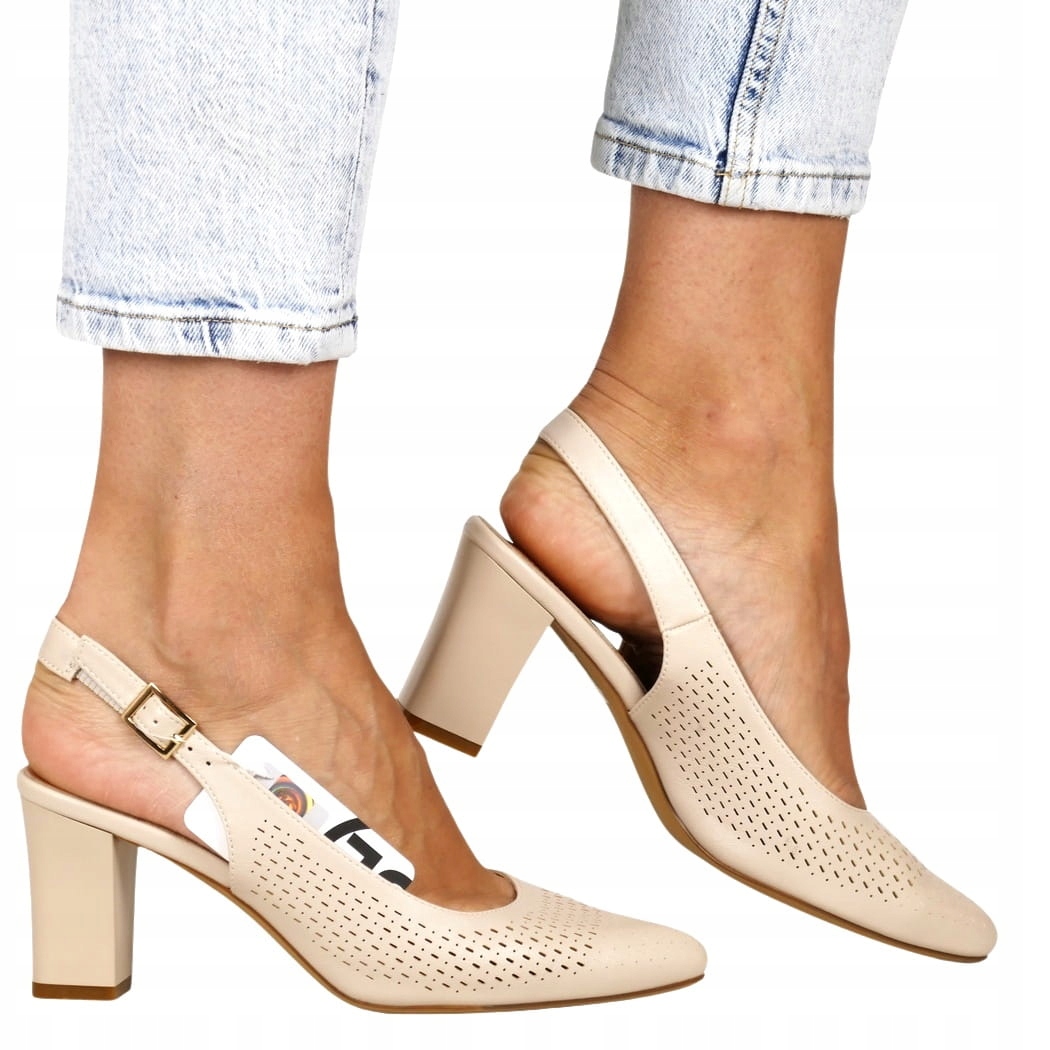 iButy Lodičky Bez Paty Ažurové Na Podpatku Béžové Tělové Nové Módní Barvy