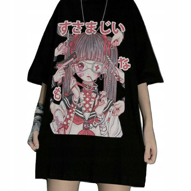 Damska koszulka Kawaii Lolita Gothic Punk Black 11873085580 - Allegro.pl
