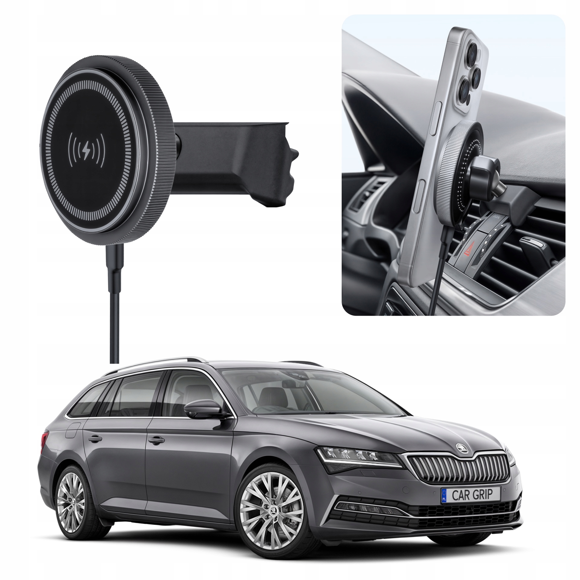 Uchwyt magnetyczny MagSafe z ładowaniem do Skoda Superb 3 3V (2015-)